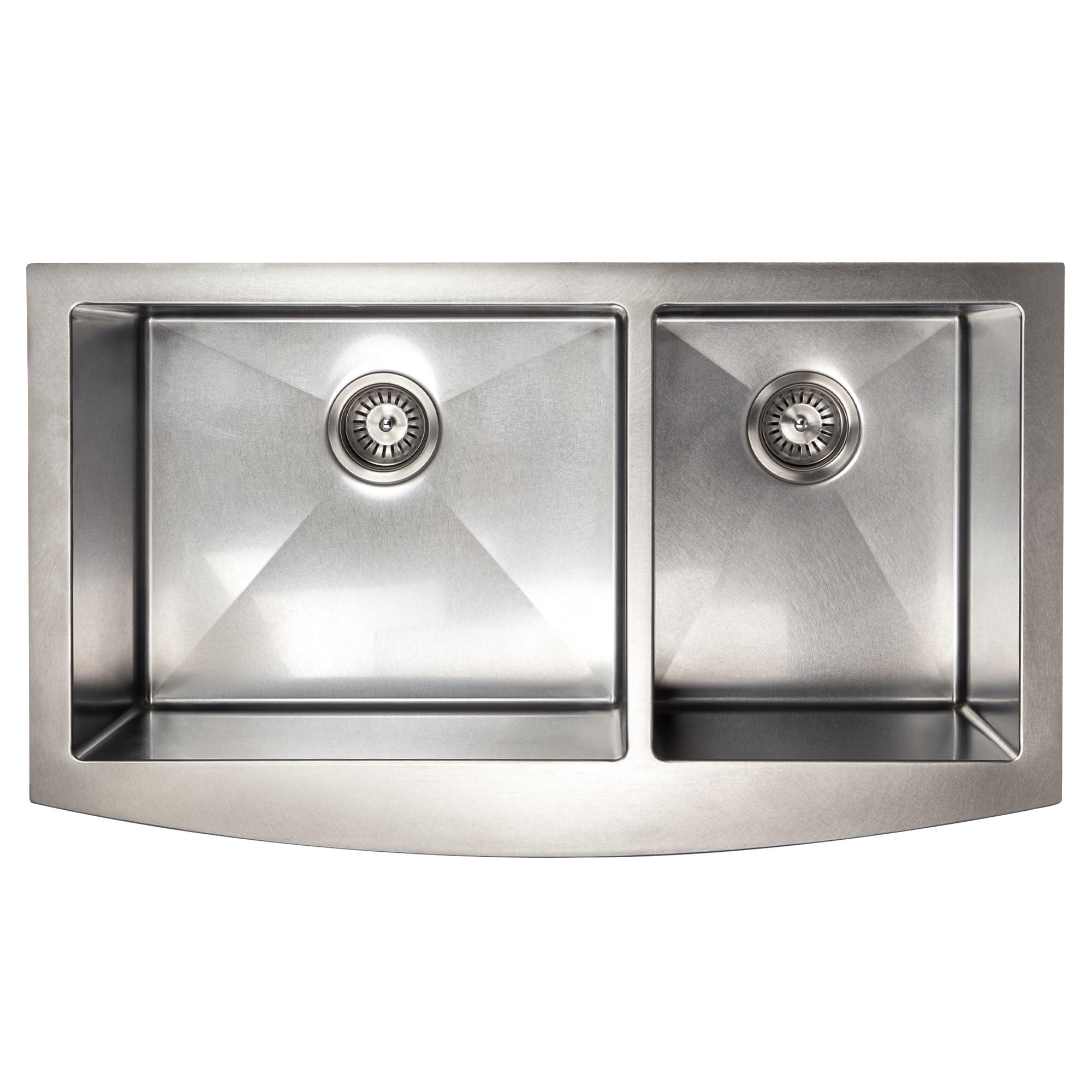 ZLINE 36 in. Courchevel Farmhouse Apron Mount Double Bowl DuraSnow Stainless Steel Kitchen Sink W/ Bottom Grid (SA60D-36S)