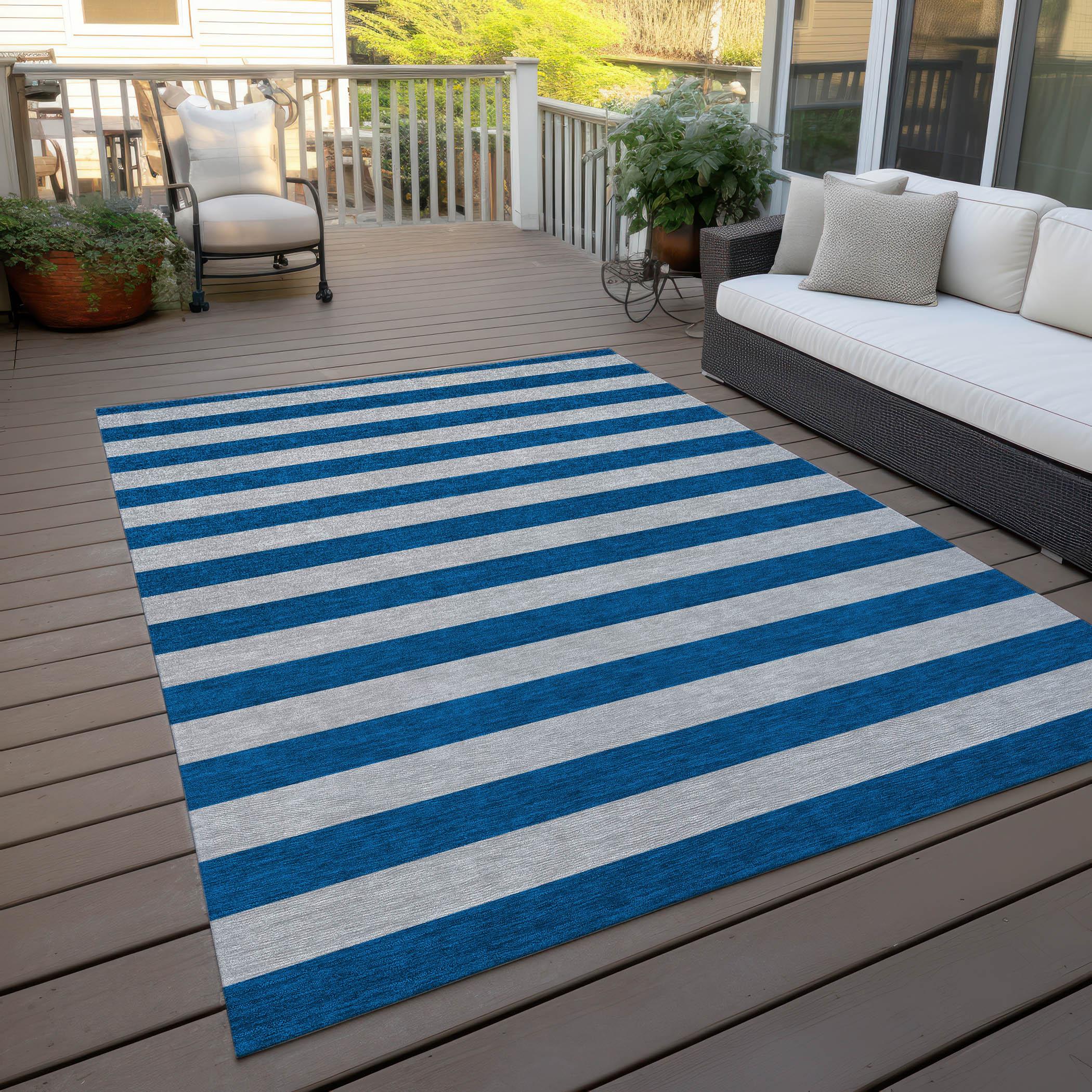 Addison Rugs Machine Washable Indoor/ Outdoor Cabana Stripe Chantille Rug Blue - 2'6" x 3'10"