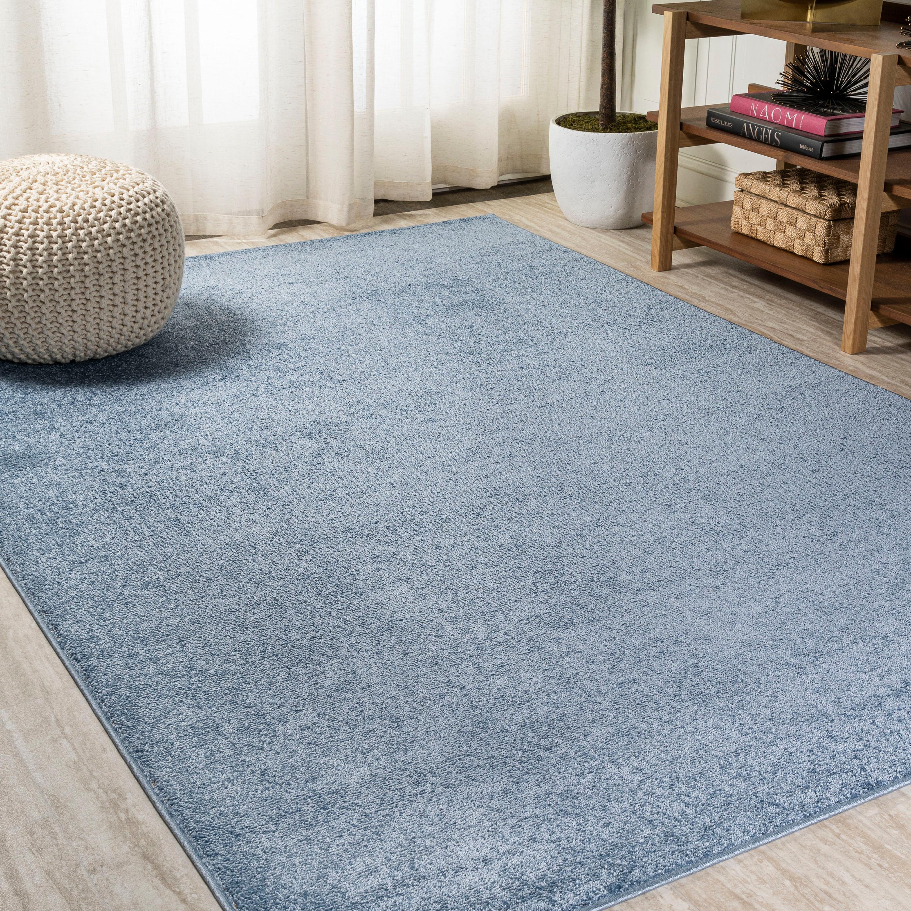 10' X 14' Rectangle Haze Solid Low-Pile Area Rug , Classic Blue - JONATHAN Y