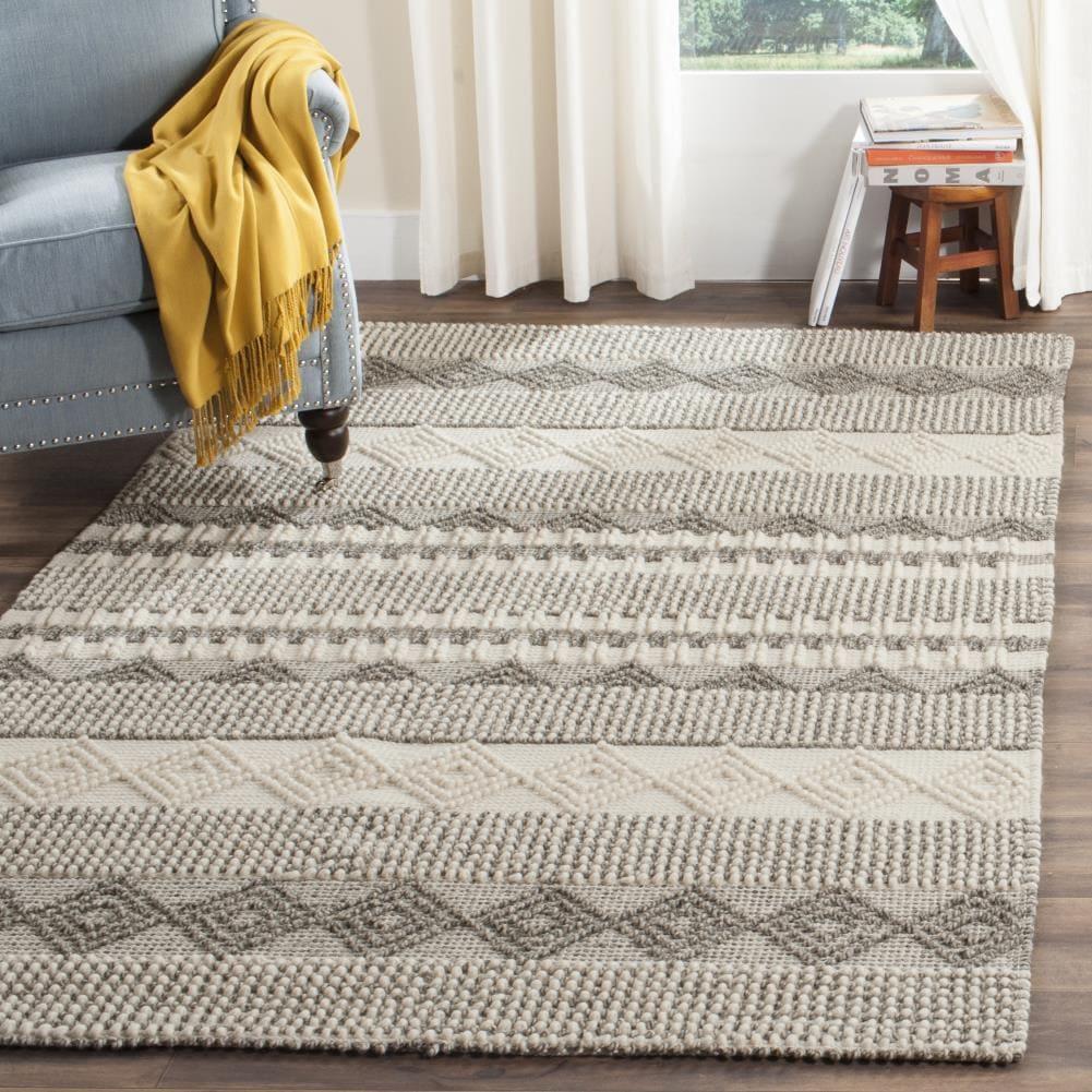 SAFAVIEH Natura Carly Geometric Braided Wool Area Rug, Grey/Ivory, 4' x 6'