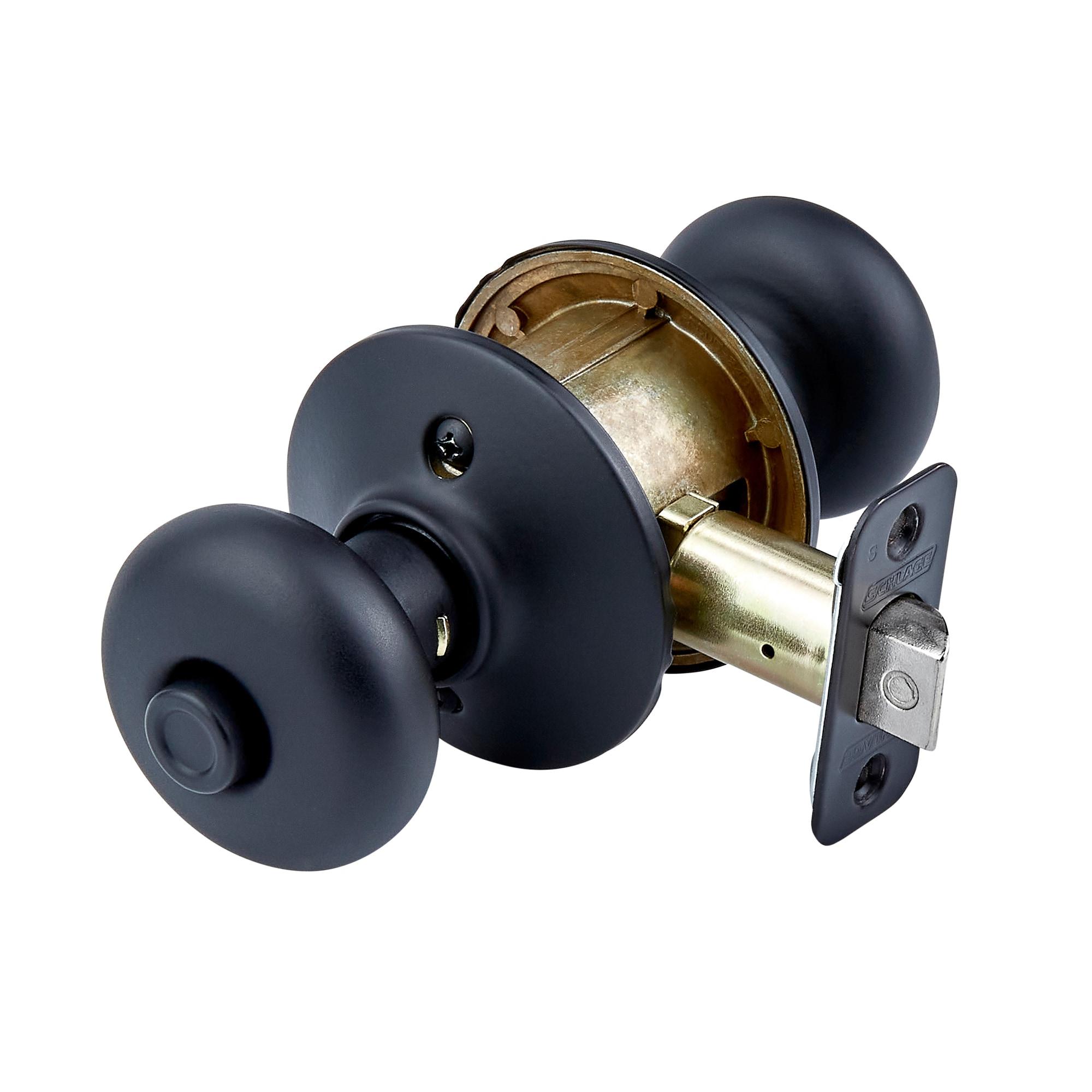 Schlage F-Series Plymouth Matte Black Privacy Knob Right or Left Handed