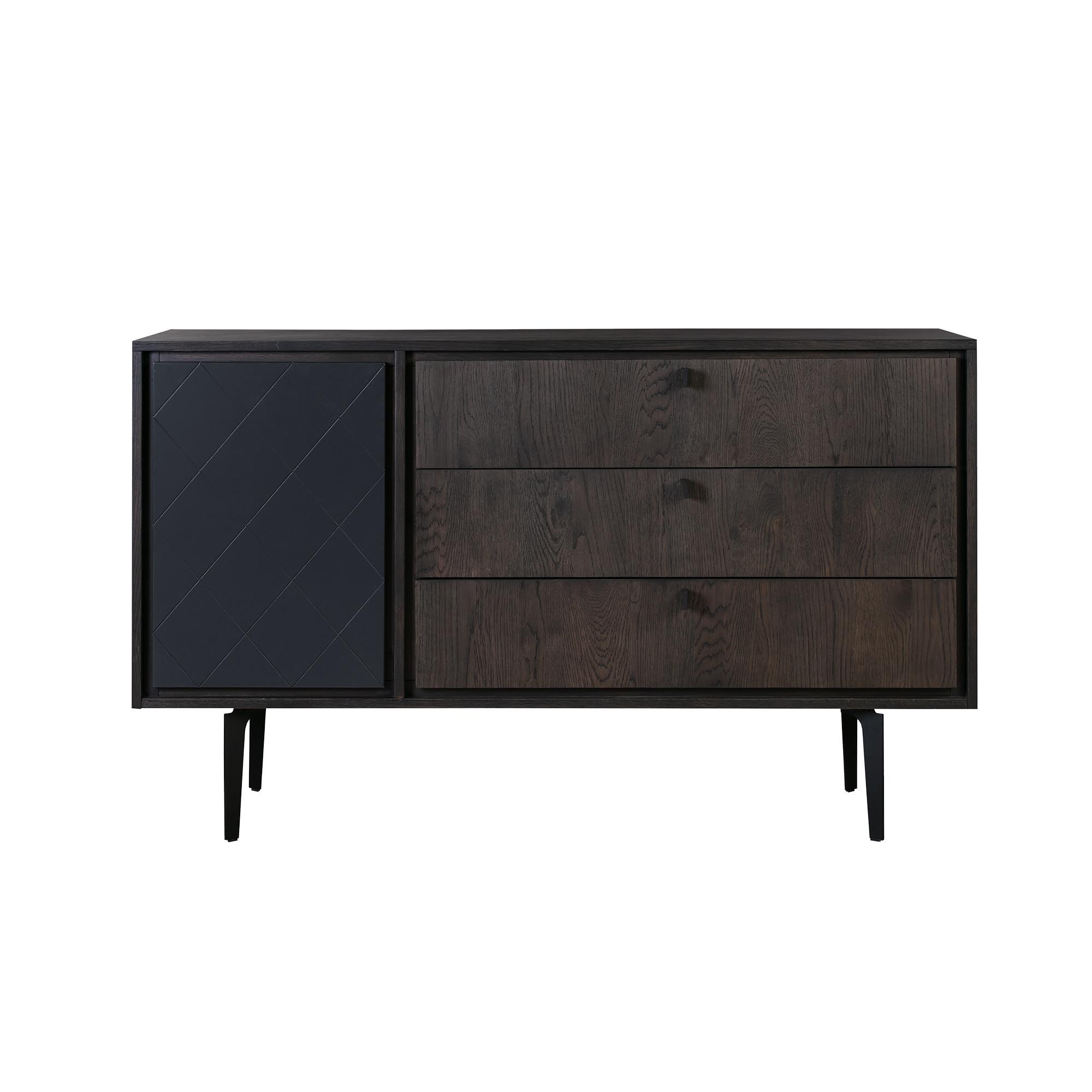 Cross Solid Oak and Metal 3 Drawer Dresser Dark Gray - Armen Living