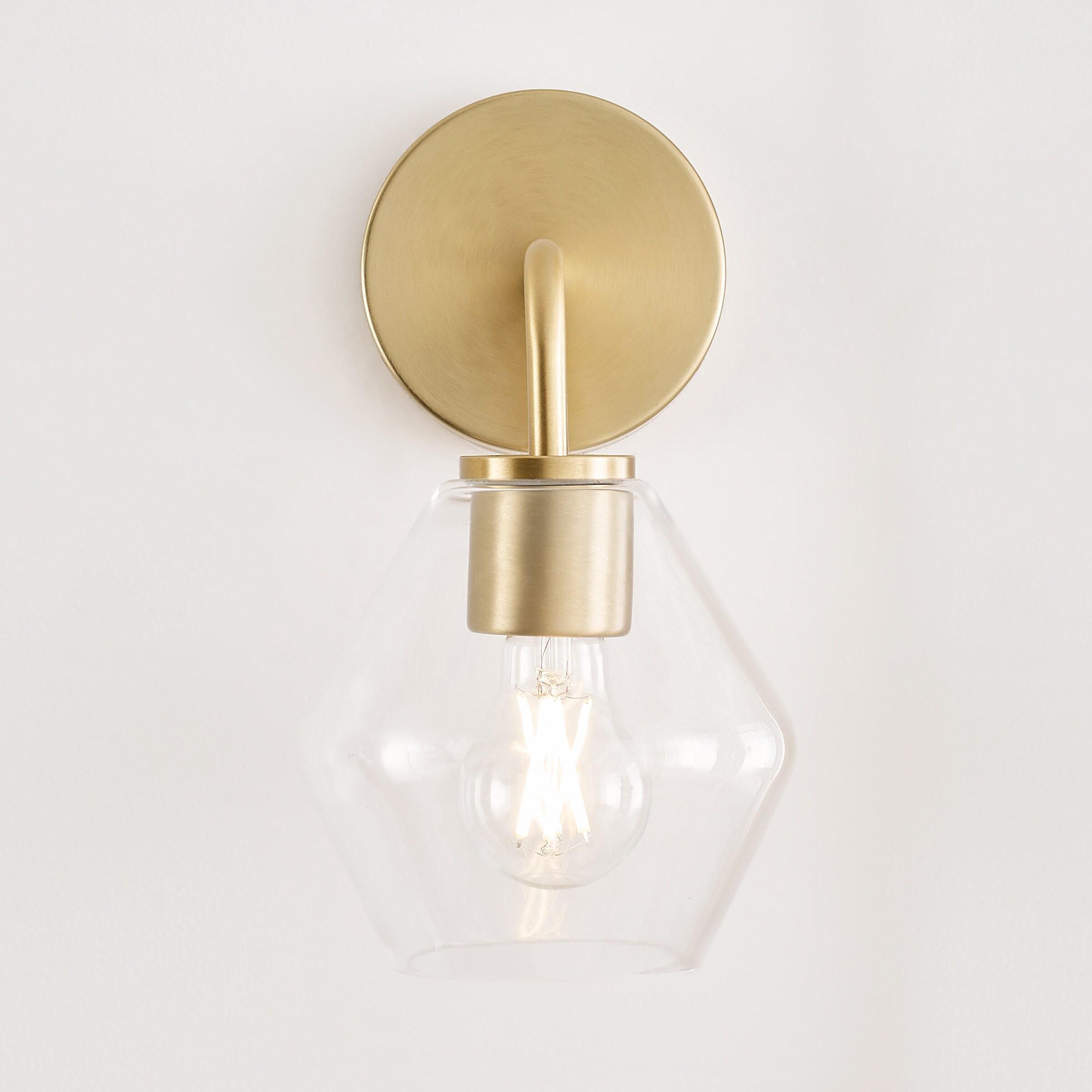 Rooks Single Light Glass Steel Dimmable Armed Sconce
