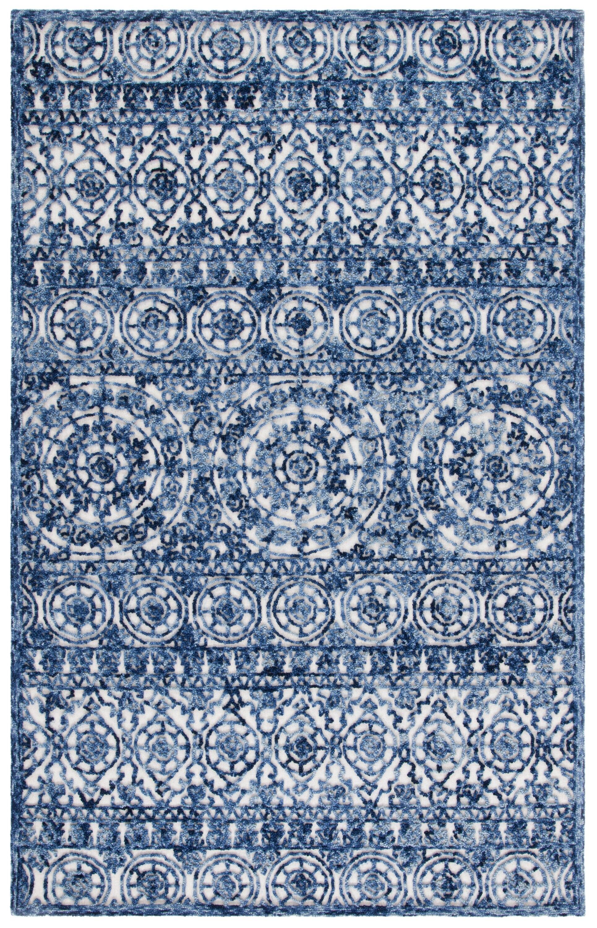Trace TRC701 Hand Tufted Area Rug - Navy/Ivory - 5'x8' - Safavieh.