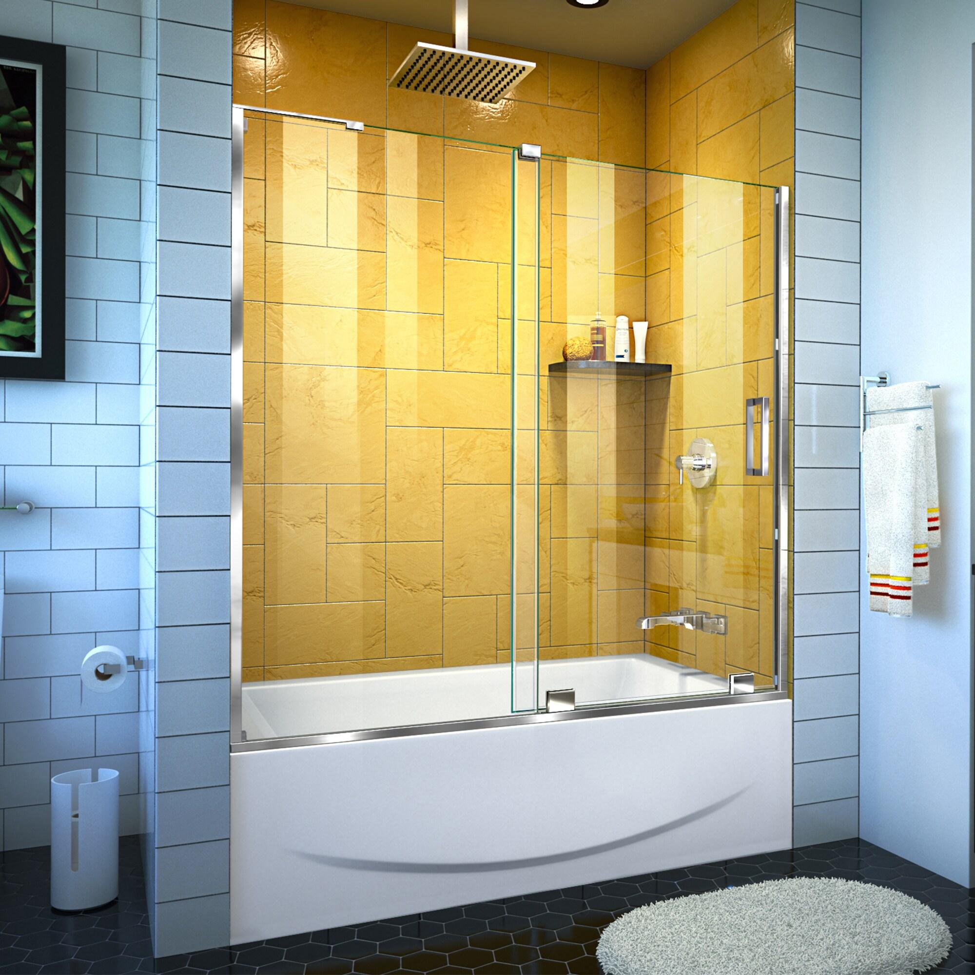 Mirage-Z 56'' W x 58" H Single Sliding Frameless Tub Door with ClearMax™ Technology