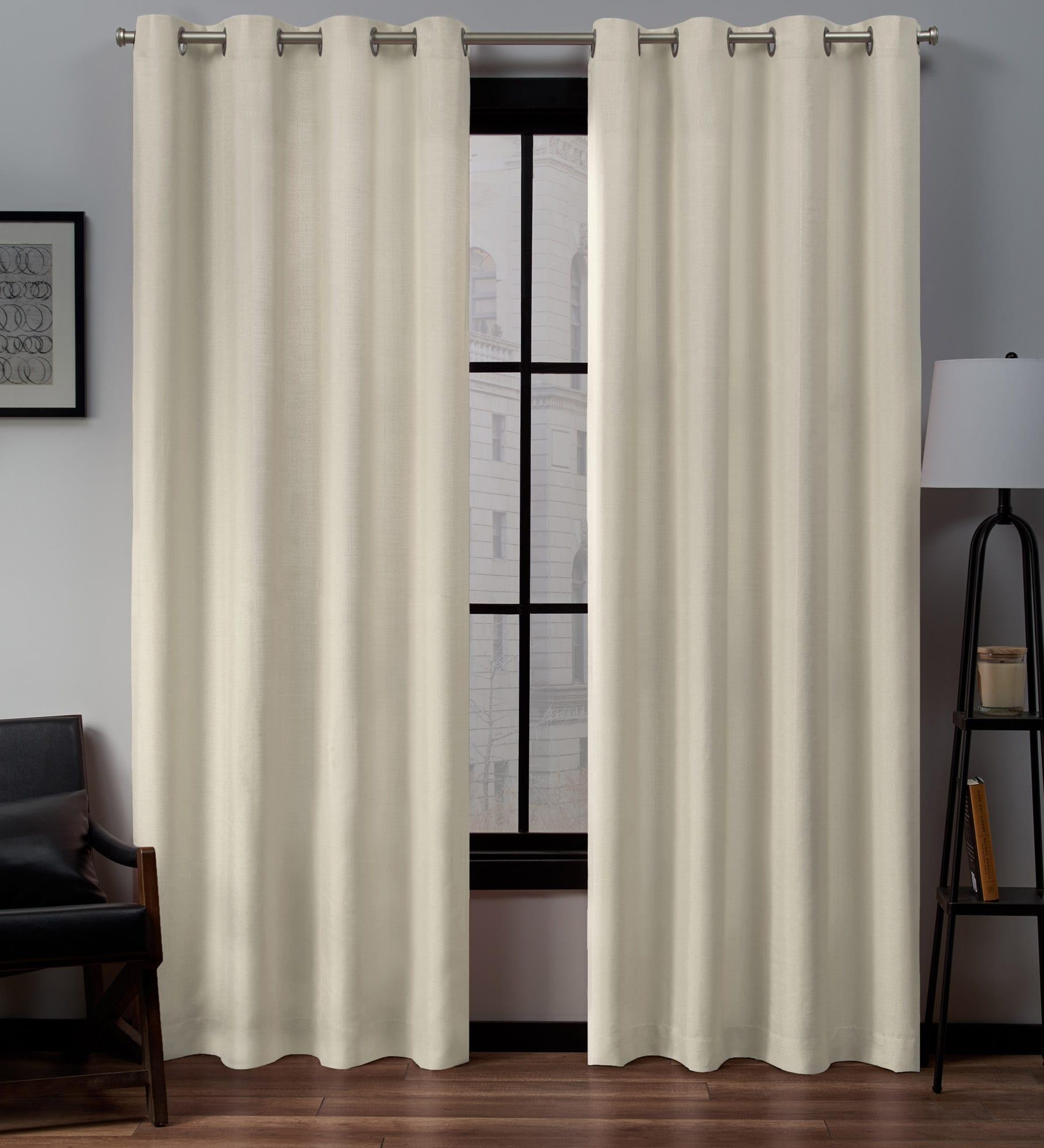 Set of 2 (96"x54") Loha Linen Grommet Top Light Filtering Curtain Panel Ivory - Exclusive Home: Modern Polyester Drapes