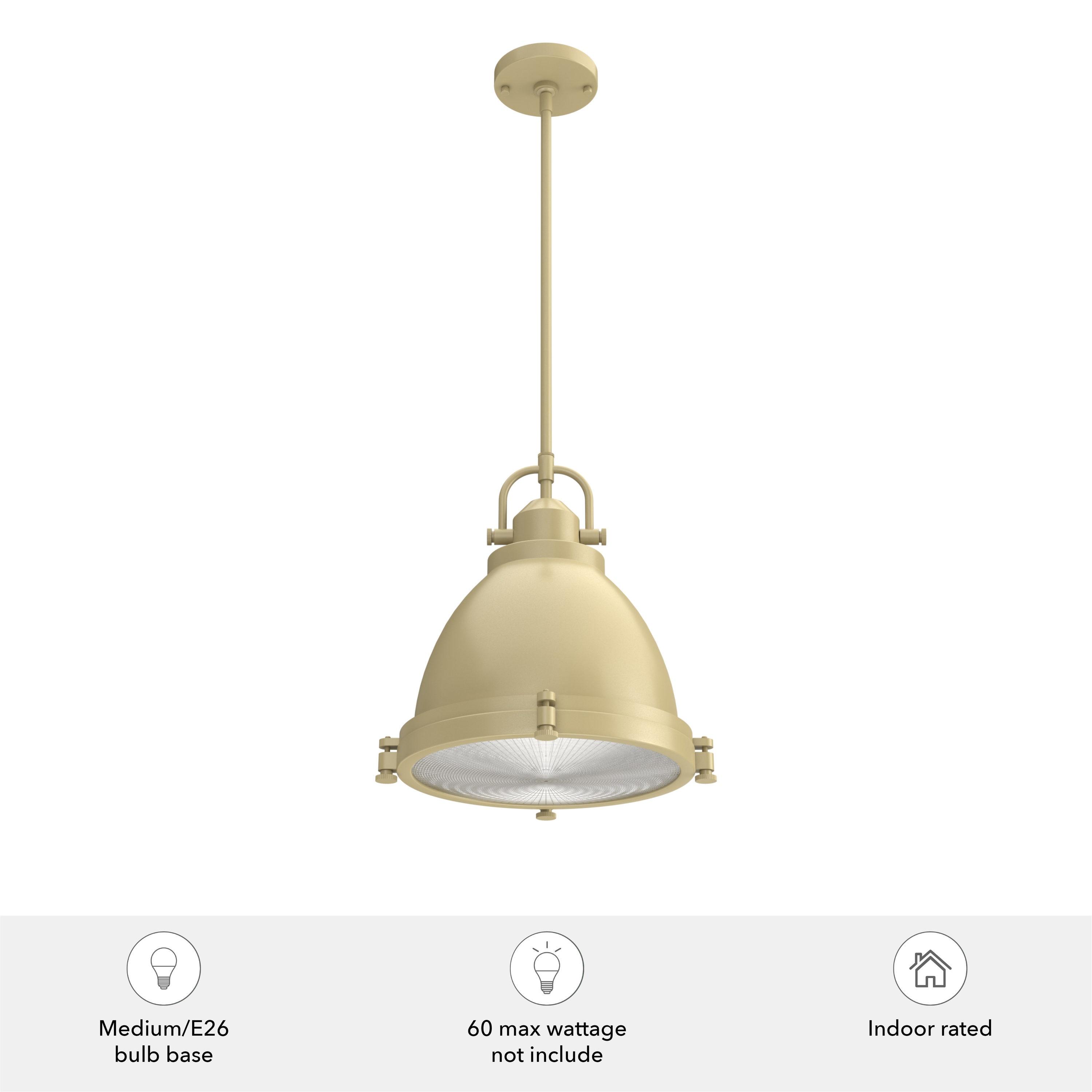 2-Light Bridgemoor Pendant Modern Brass - Hunter Fan: UL Listed, Industrial Design, Clear Glass