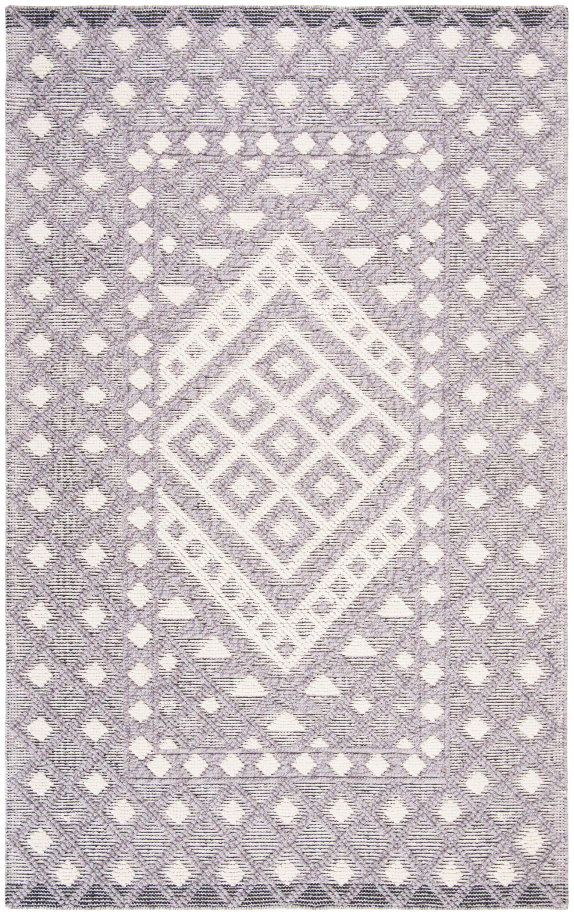 SAFAVIEH Natura Raschelle Geometric Diamonds Area Rug, Cream/Purple, 9' x 12'