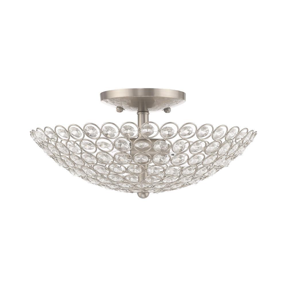 Livex Lighting Cassandra 2 - Light Semi-Flush Mount in  Brushed Nickel