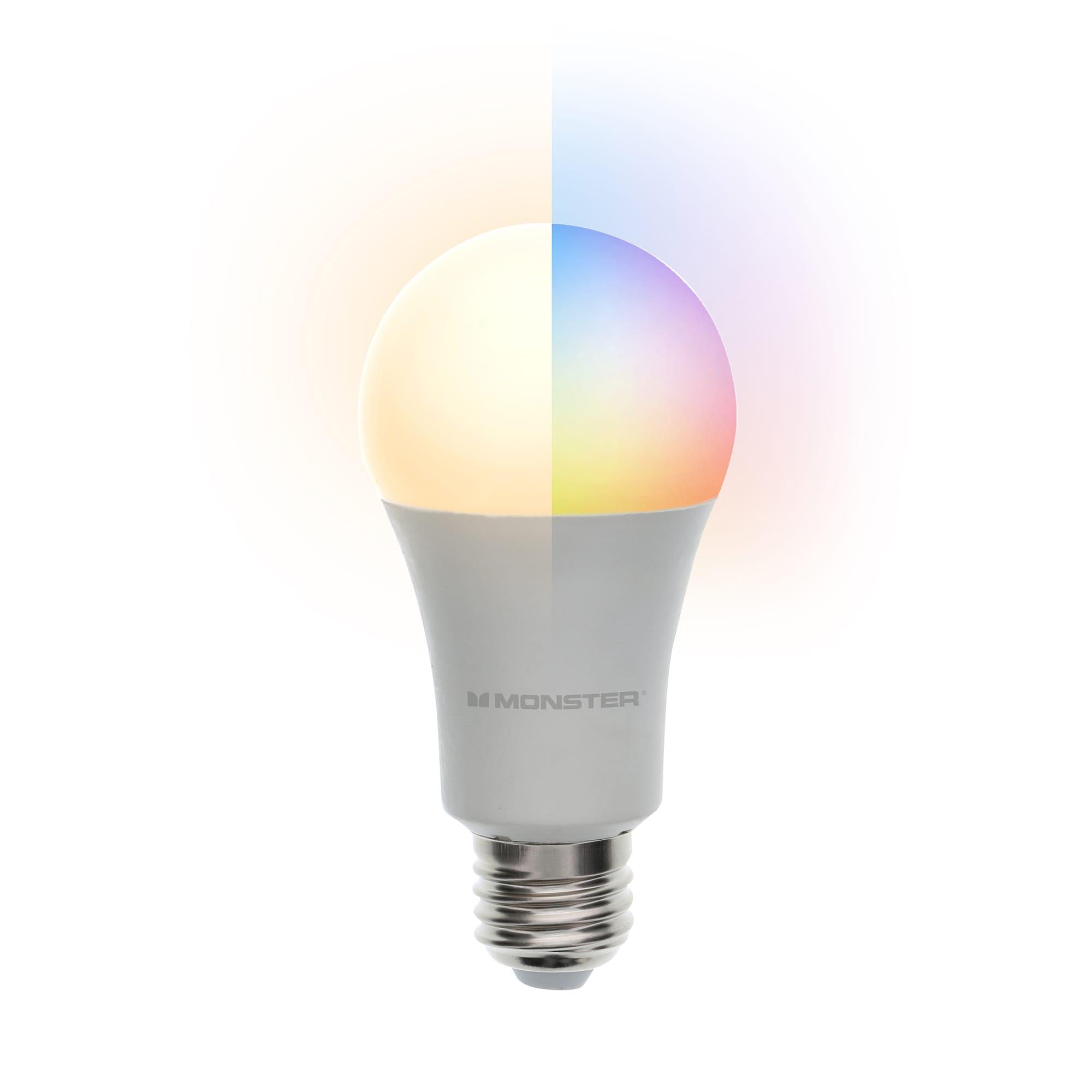 Monster LED Smart Wi-Fi Multi-Color and Warm-White LED Light Bulb, Indoor 60W, E26, A19, 1-Pack