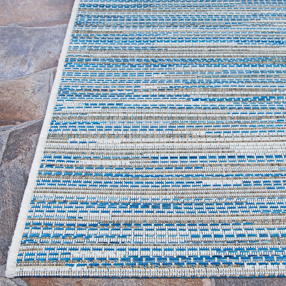 Couristan Monte Carlo Coastal Breeze Indoor/Outdoor Area Rug, 2'3" x 7'10" Runner, Ocean-Champagne