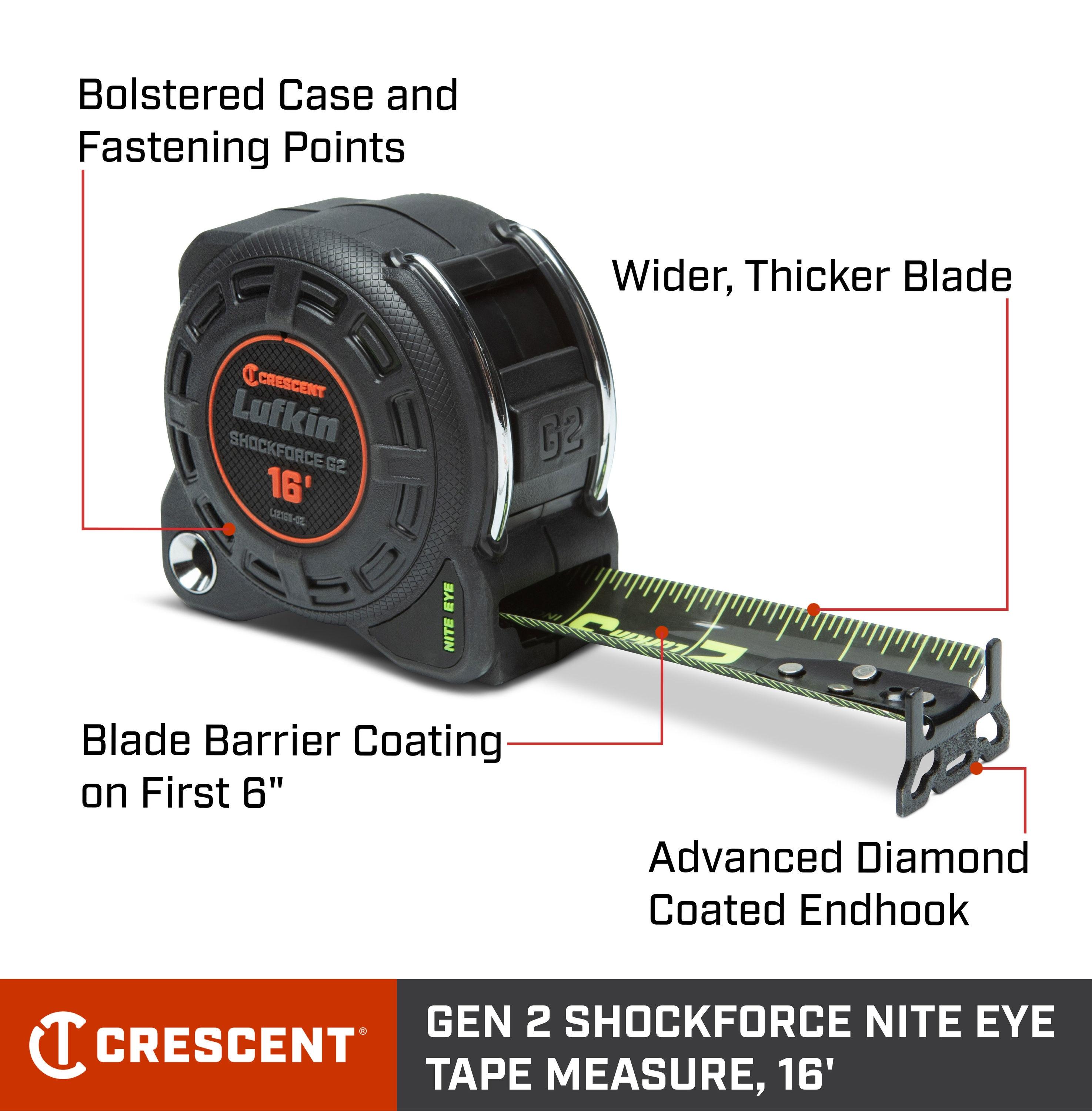 Crescent Shockforce Nite Eye G2 Magnetic Tape Measure 1 1/4In X 16'