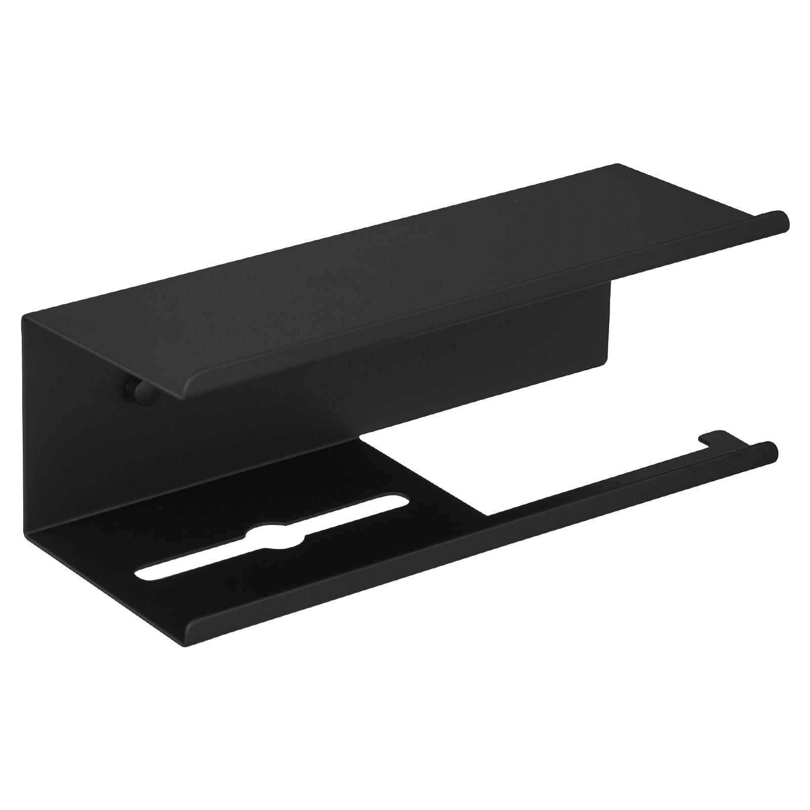 Modern Toilet Paper Holder with Anti-Rust Shelf Paper Roll Holder Toilet Tissue Holder Wipes Storage in Matte Black