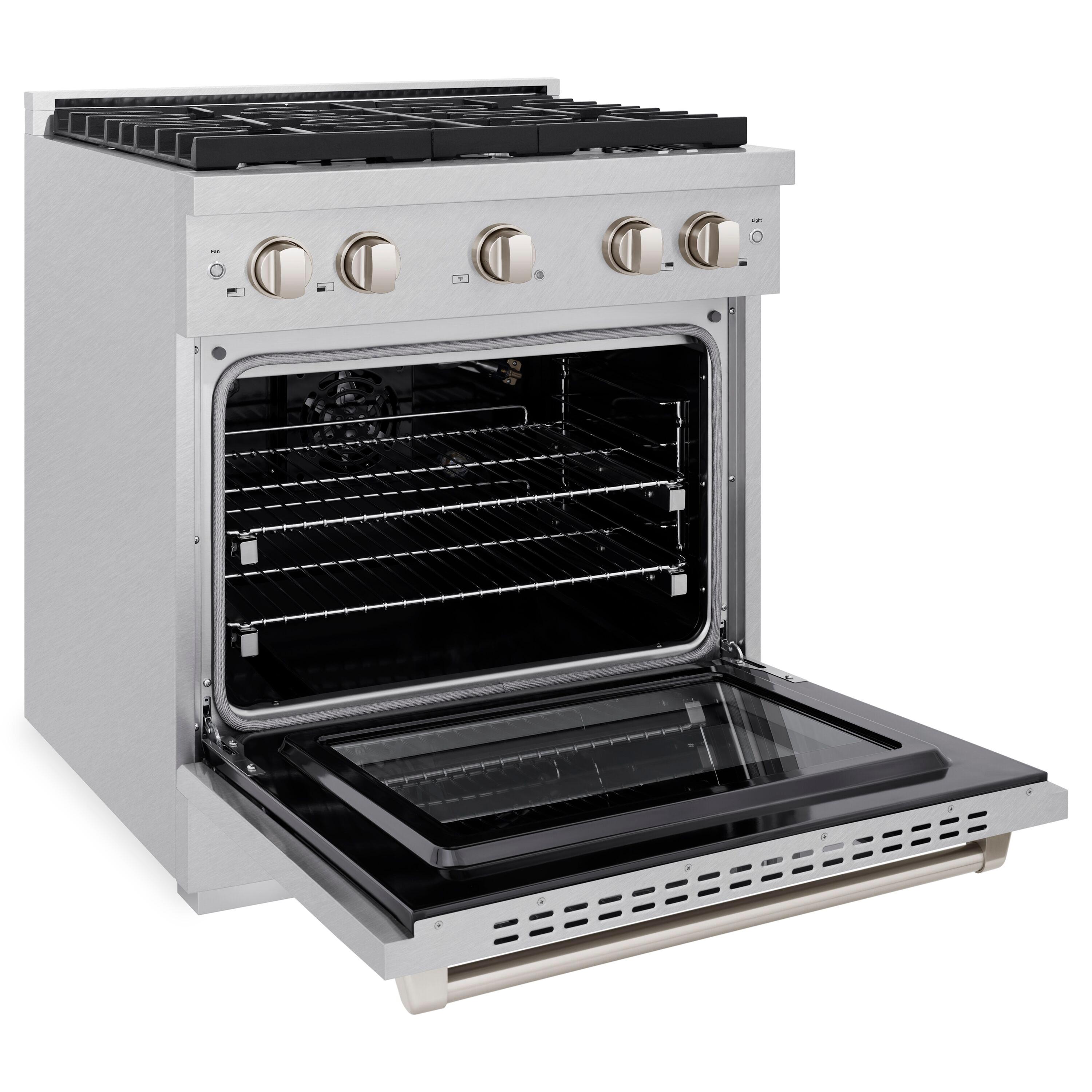 ZLINE Satin ZLINE 30 in. Paramount Gas Range w/ 4 Burners & Convection Oven w/ Door SGRS-30