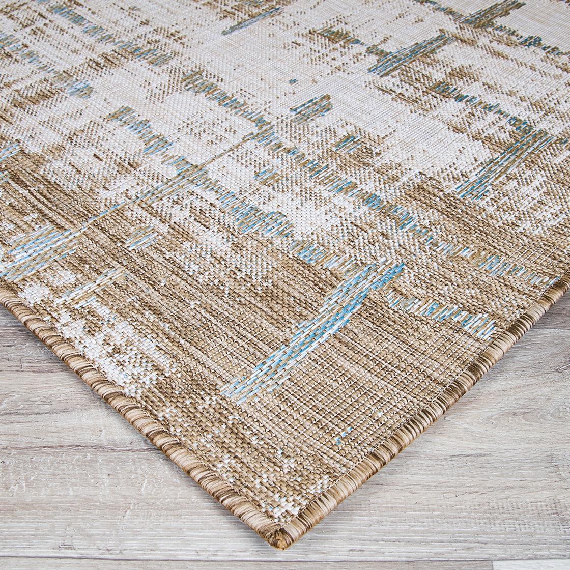 Couristan 5.25' x 7.5' Brown and Ivory Contemporary Rectangular Outdoor Area Throw Rug