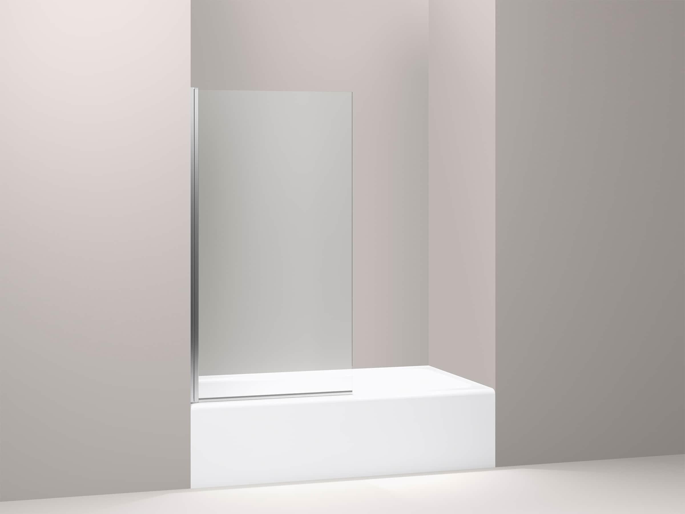 Aerie Bath Screen Thick Crystal Clear Glass and Square Corner