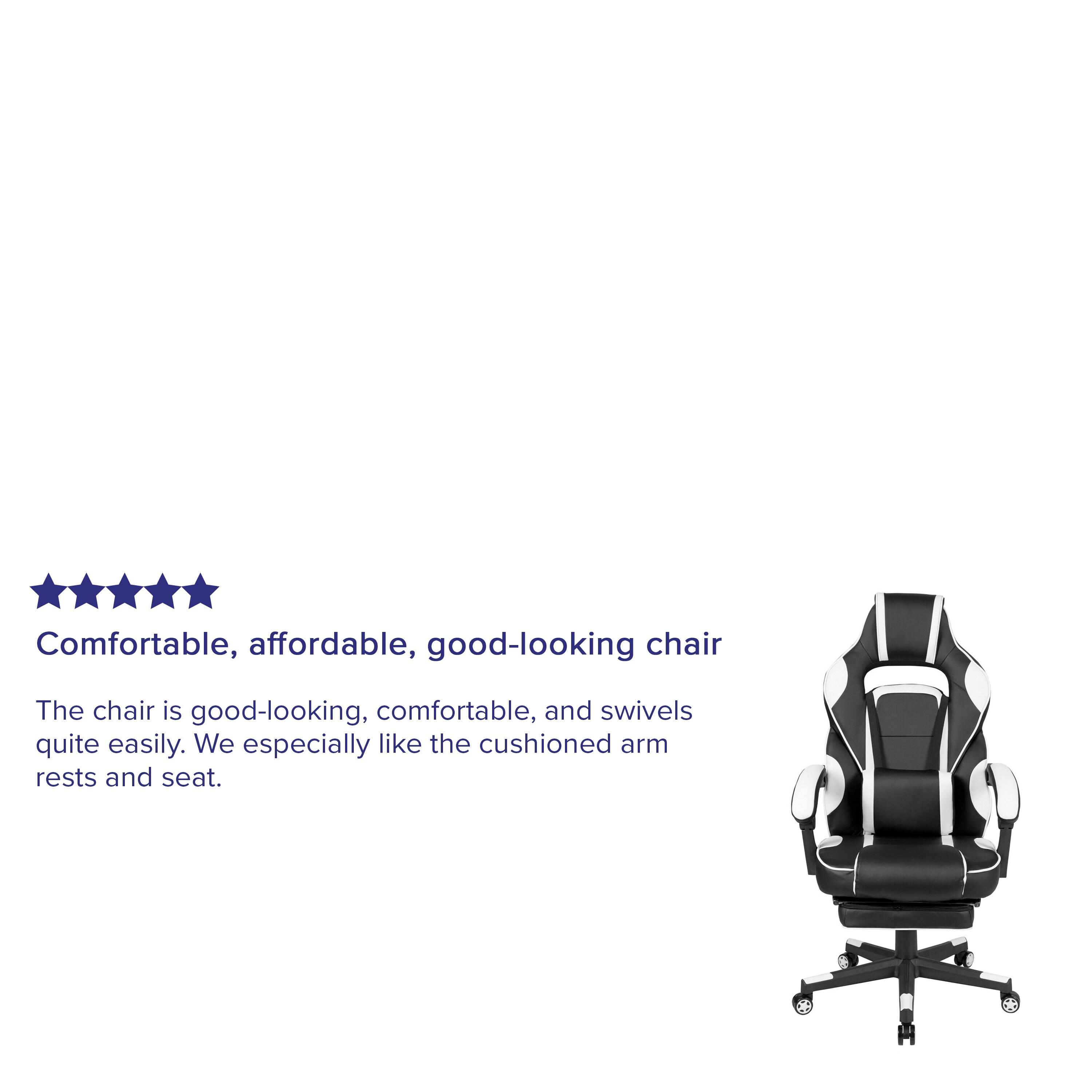 Flash Furniture X40 Gaming Chair Racing Ergonomic Computer Chair with Fully Reclining Back/Arms, Slide-Out Footrest, Massaging Lumbar - White
