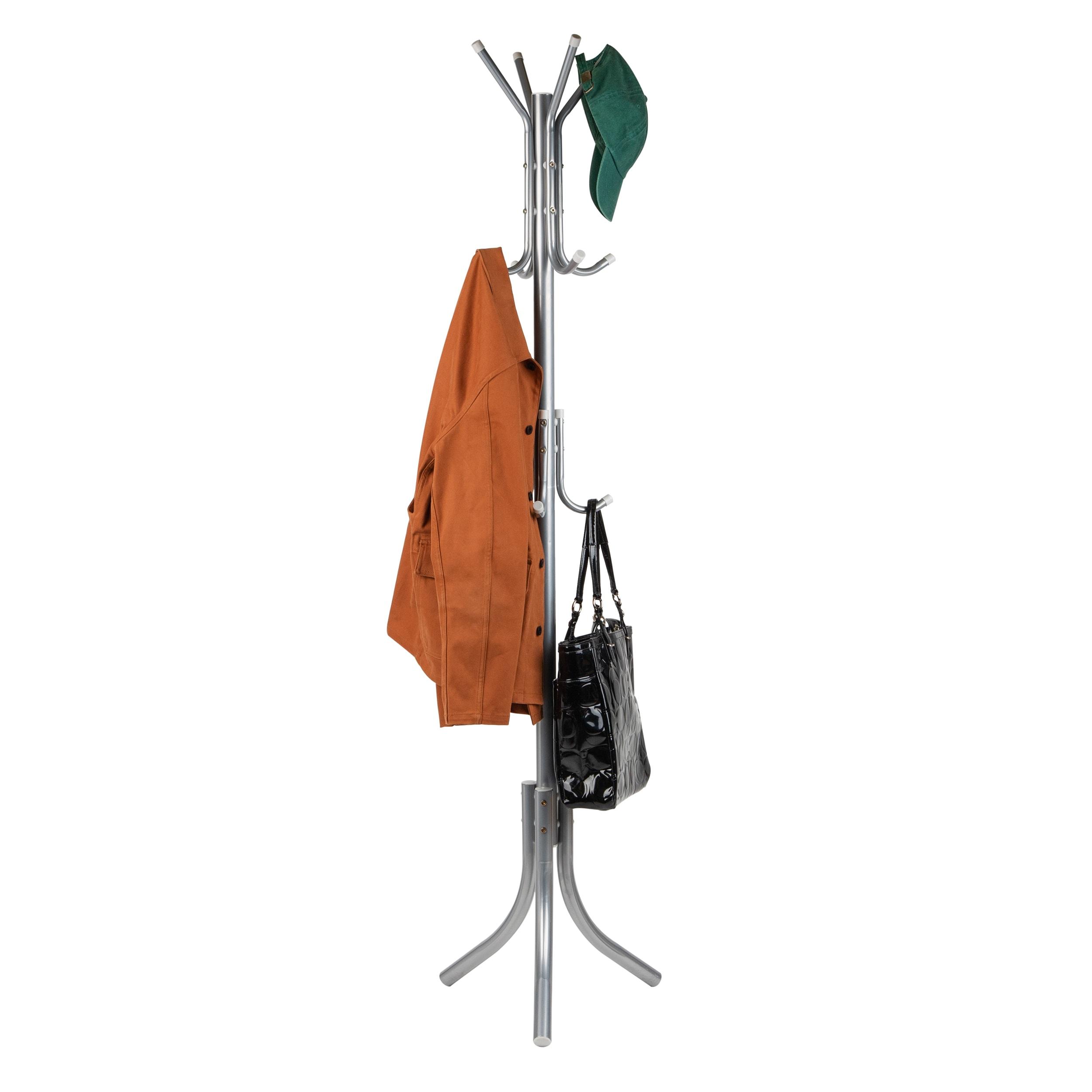 Mind Reader 3-Tier Standing Coat Rack, 11 Hooks, Silver