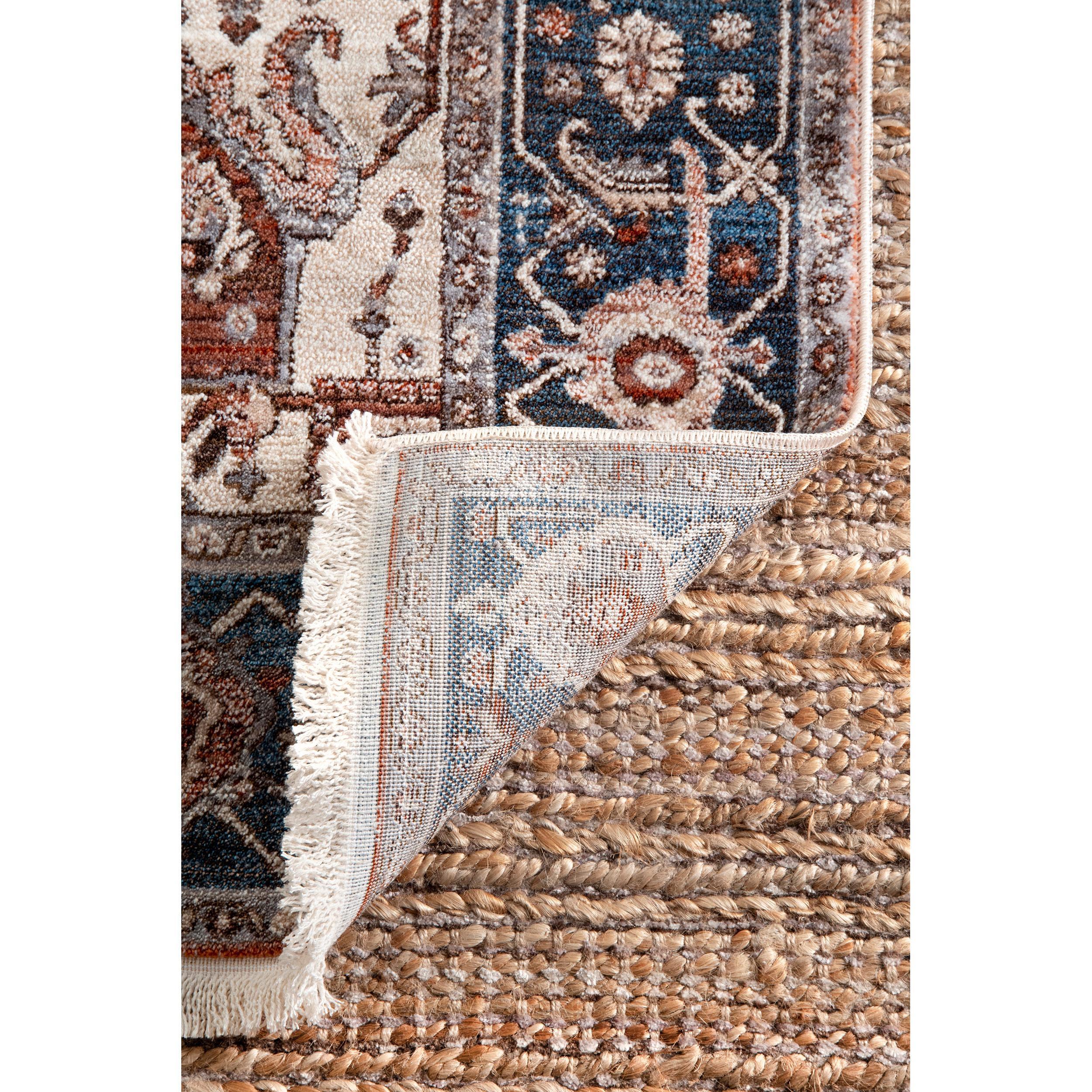 nuLOOM Harriet Vintage Medallion Fringe Area Rug, 8' Square, Blue