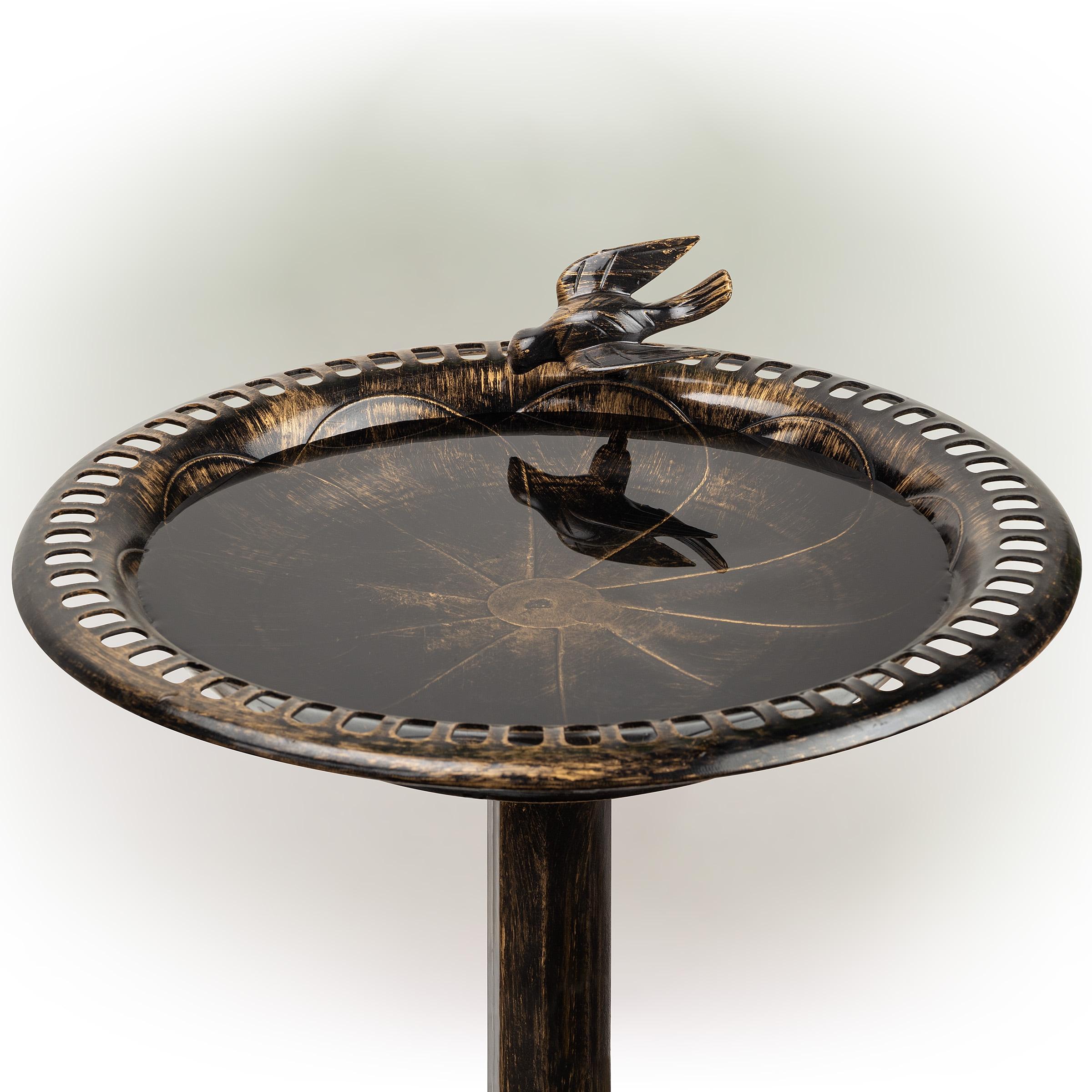 Alpine Corporation 26-Inch Bronze Bird Bath with Bird Figurine