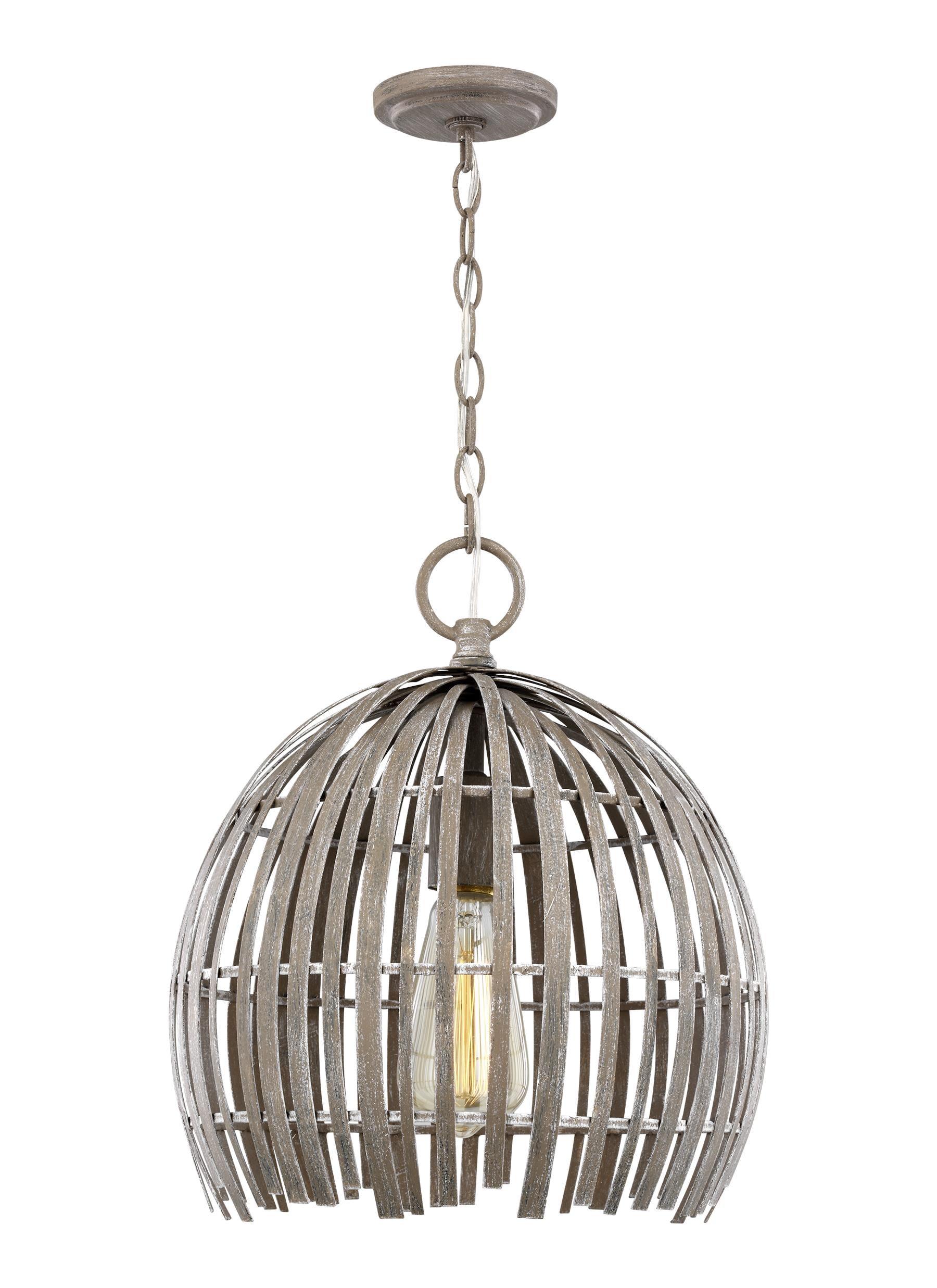 Hanalei Contemporary 1-Light Washed Pine Indoor/Outdoor Pendant