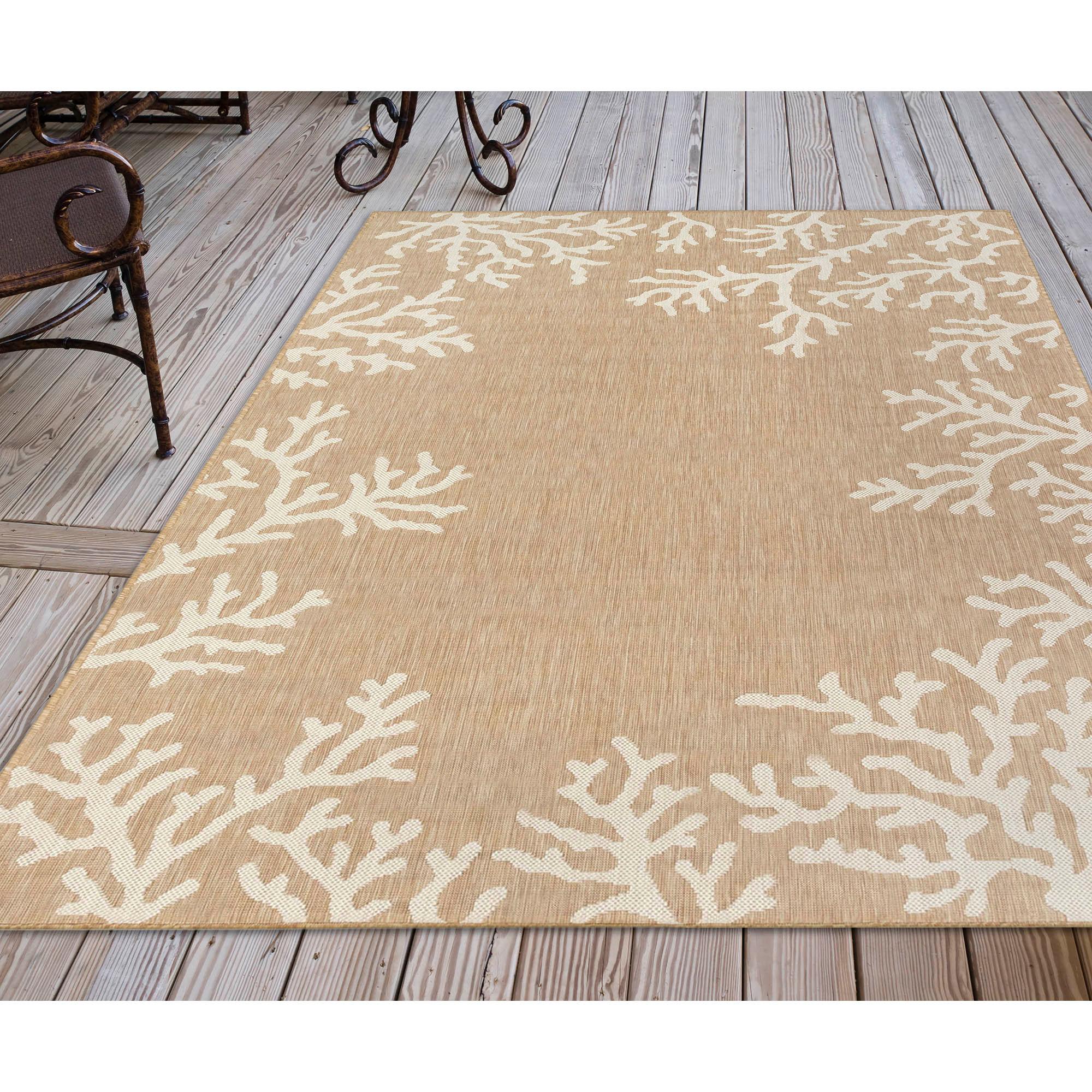 Liora Manne Carmel Coral Border Indoor/Outdoor Rug Sand 7'10" x 9'10"