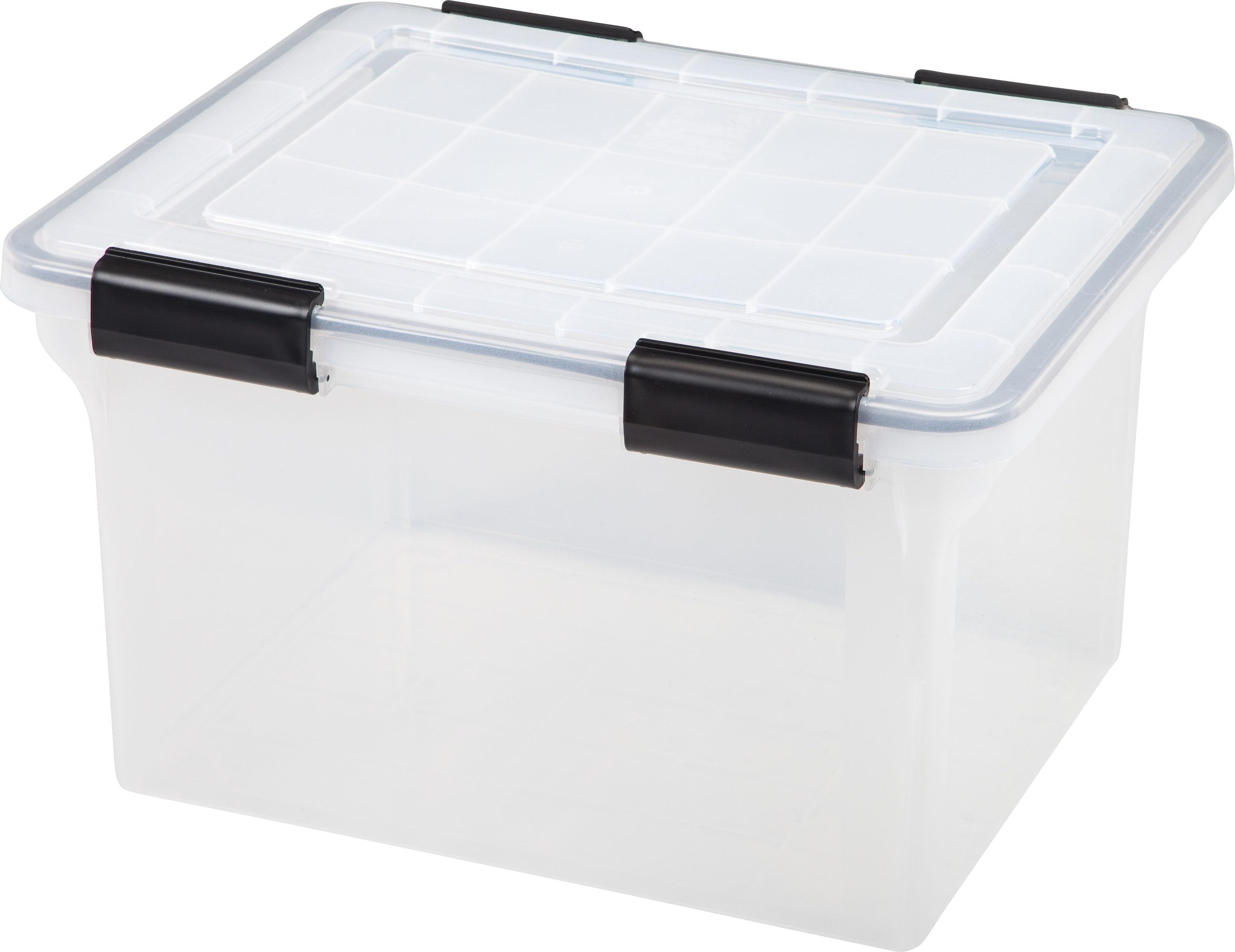 IRIS USA WeatherPro File Organizer Plastic File Box for Letter/Legal File, Clear, 32 Qt. 1Pack