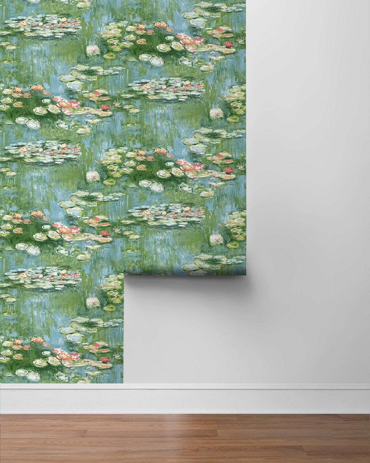 NextWall  Lily Pond Peel and Stick Wallpaper 20.5 in. W x 18 ft. L - Olive & Sky Blue