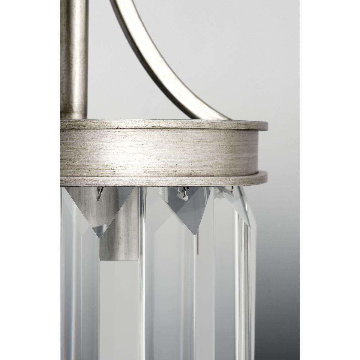Progress Lighting Glimmer 3-Light Semi-Flush Pendant, Silver Ridge, Prismatic Glass