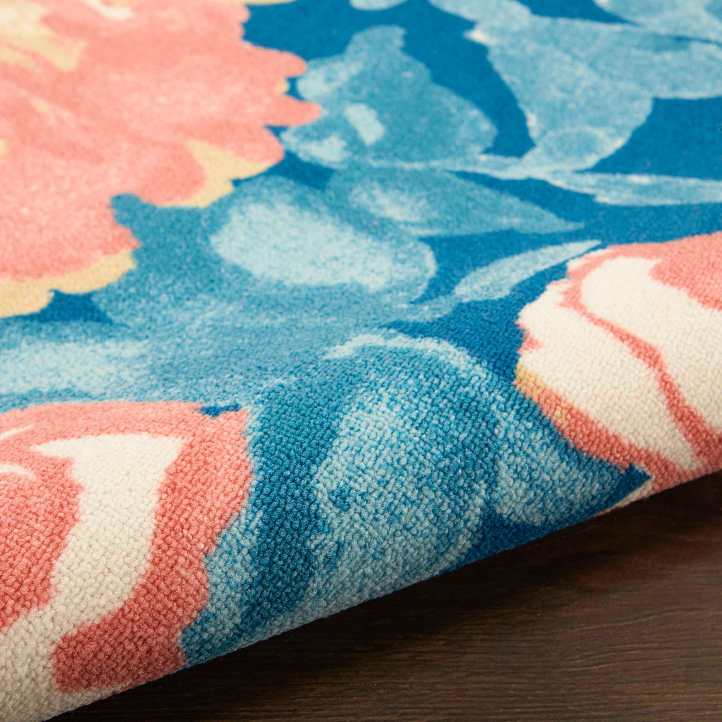 Waverly Floral Blue Outdoor Area Rug