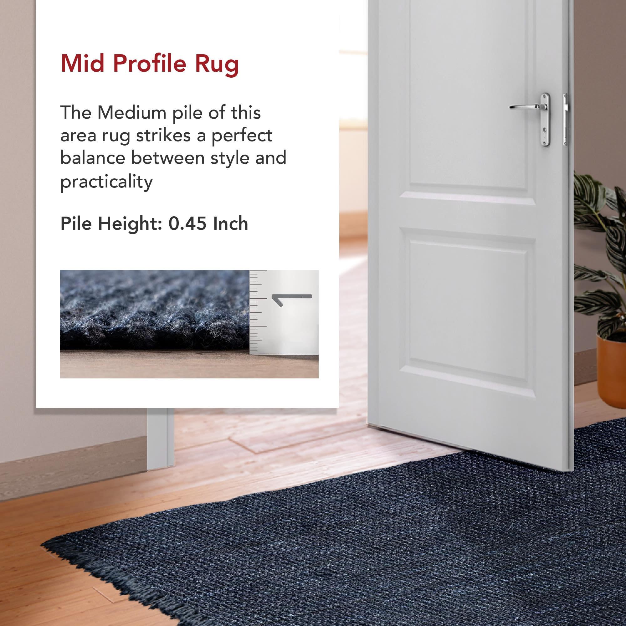 nuLOOM Daniela Chunky Jute Navy 5' x 7' 6" Farmhouse Area Rug