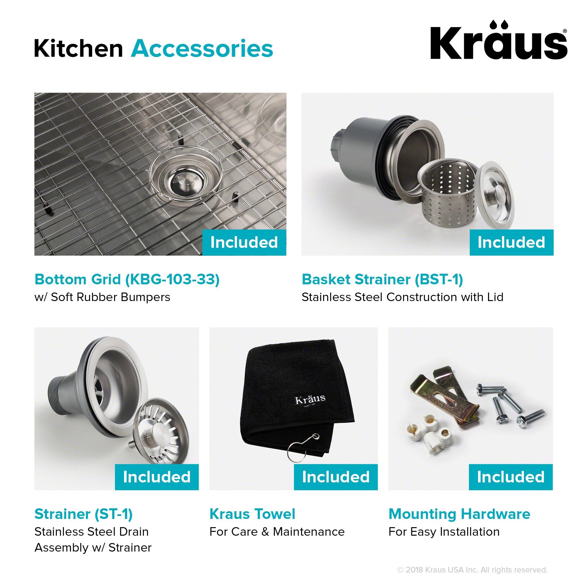 KRAUS Standart PRO™ Undermount 60/40 Double Bowl 16 Gauge Stainless Steel Kitchen Sink