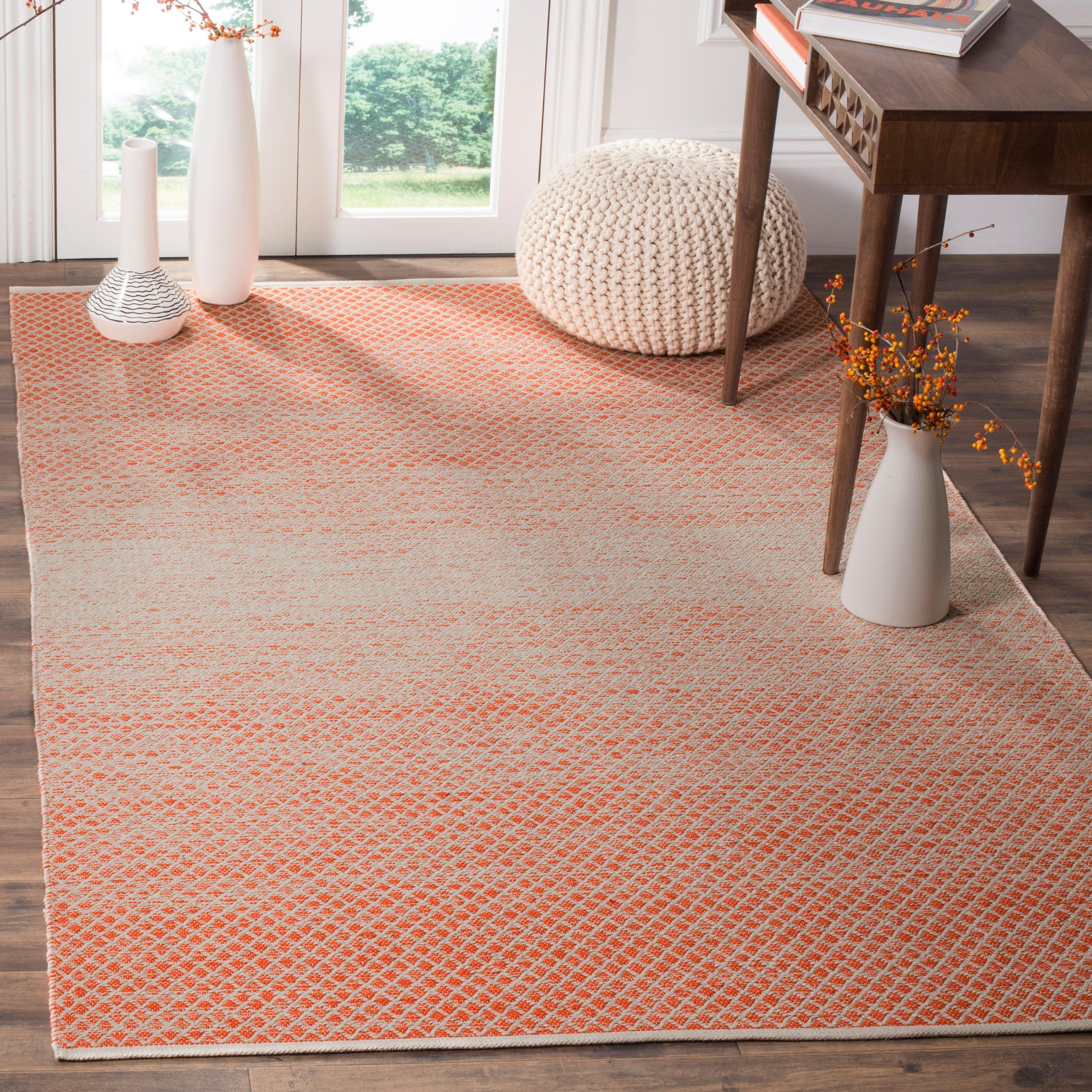 Montauk MTK601 Hand Woven Indoor Area Rug - Orange/Ivory - 6'x6' - Safavieh