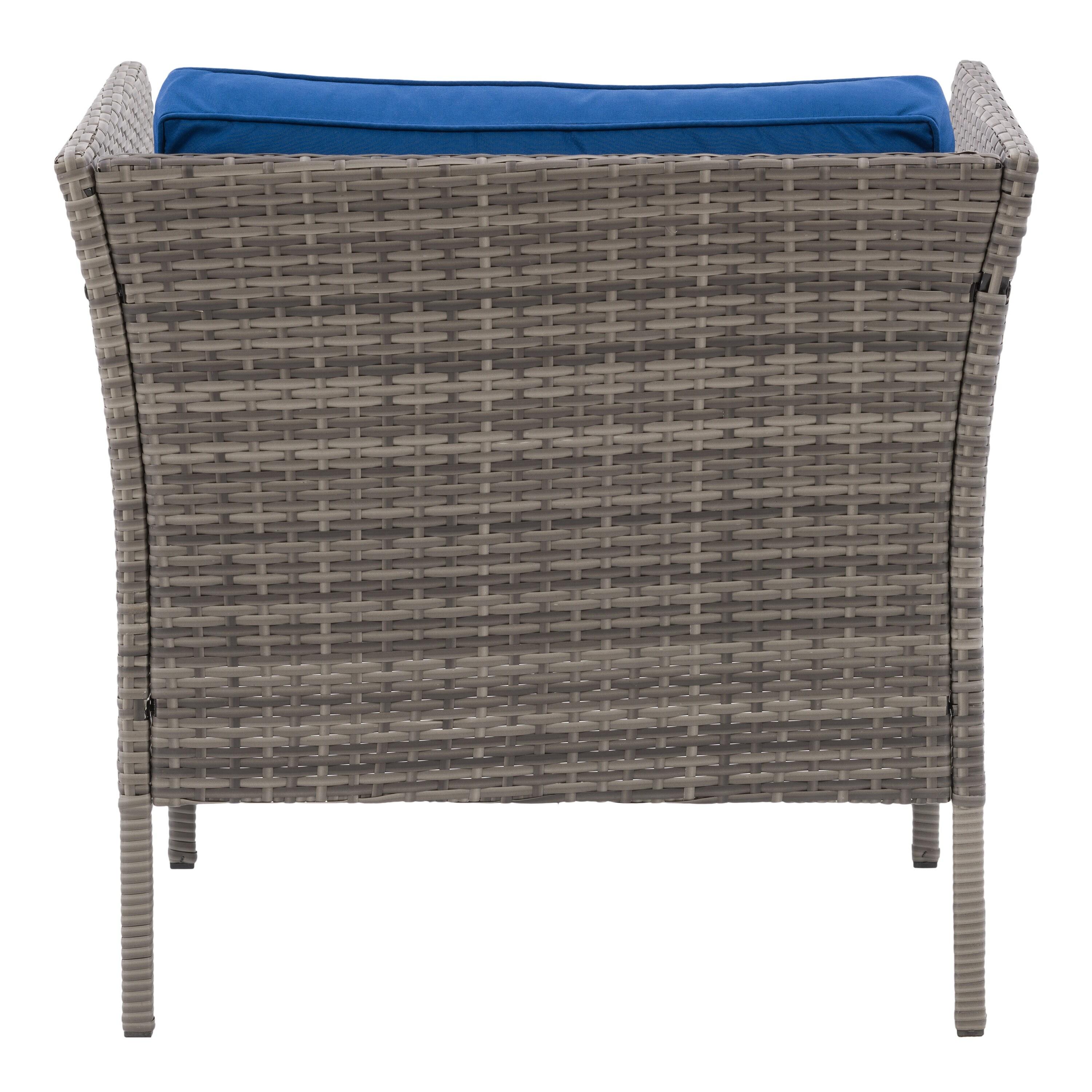 Patio Arm Chair with Cushions - Gray/Blue - CorLiving