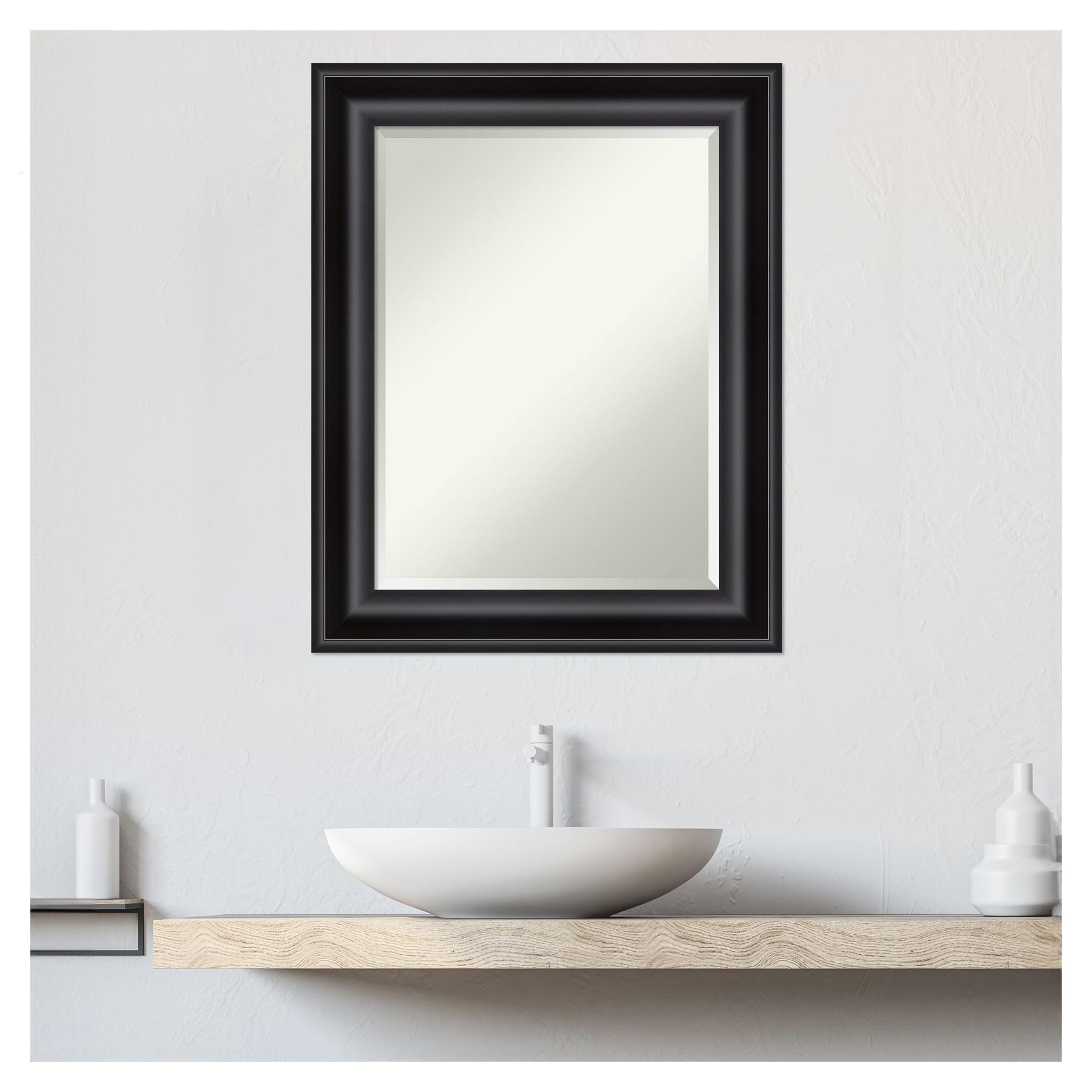 24" x 30" Non-Beveled Grand Black Wall Mirror - Amanti Art: Modern Rectangle, Polystyrene Frame