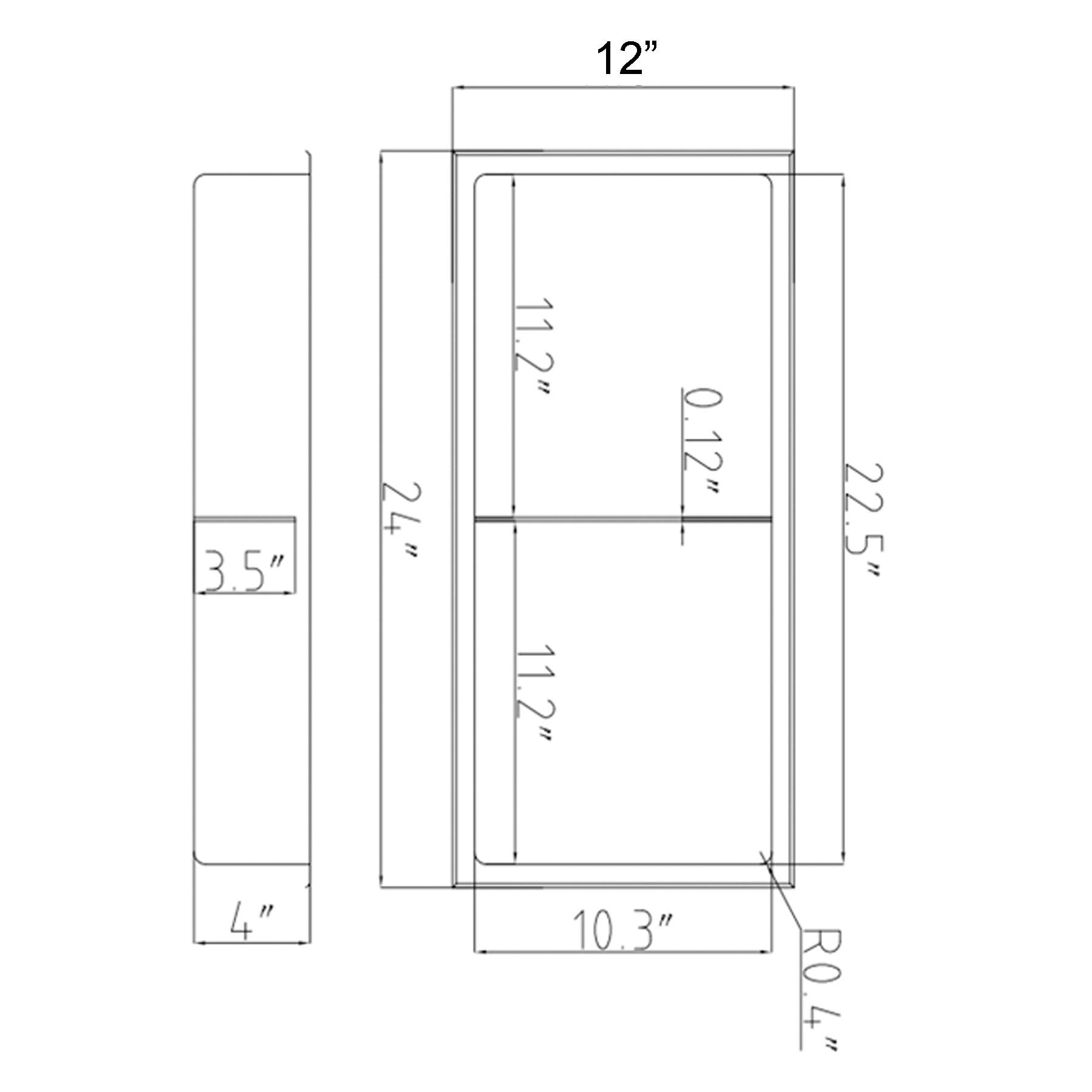 12 In. W X 24 In. H X 4 In. D 18-Gauge Stainless Steel Double Shelf Shower Niche