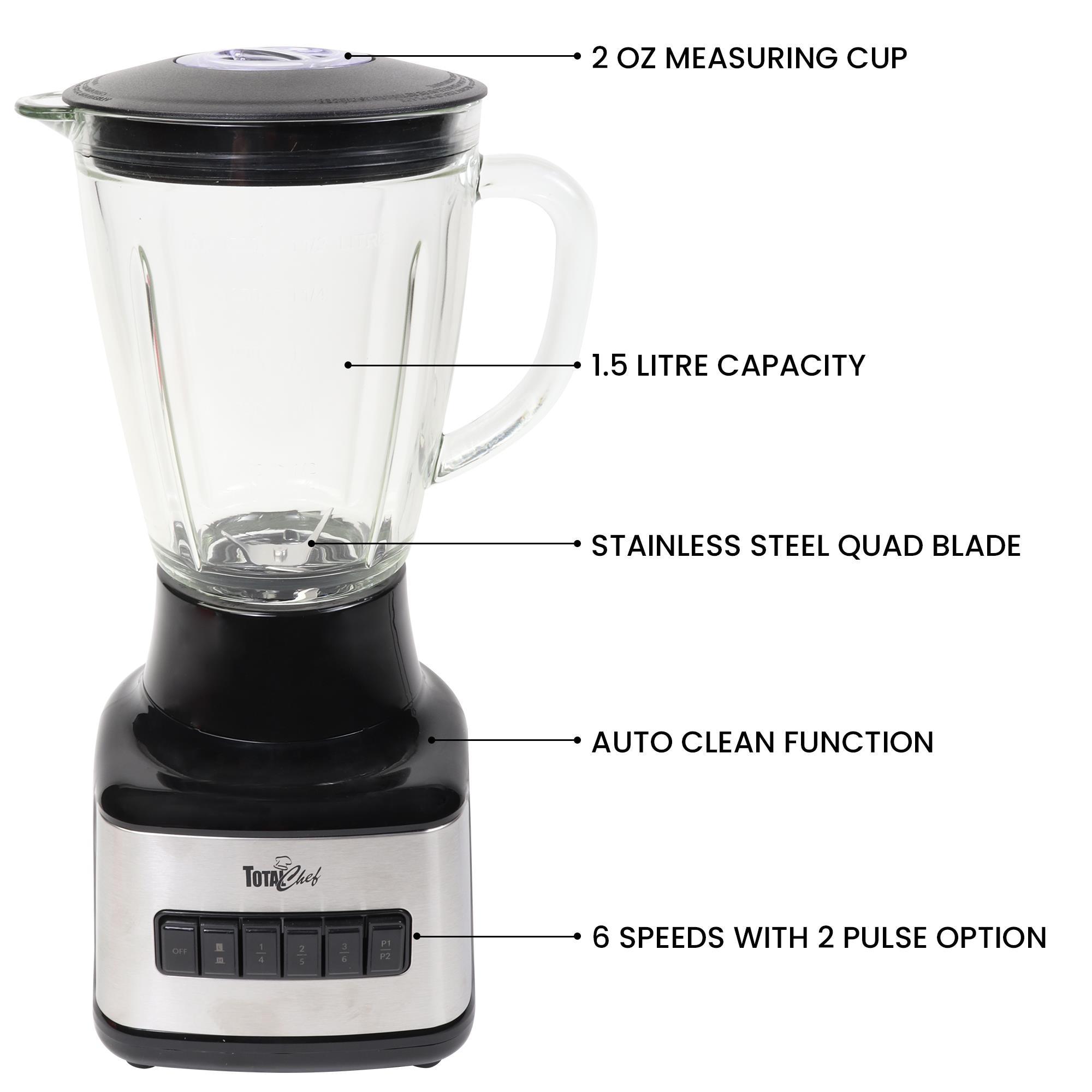 Total Chef Total Chef 51 Oz Countertop Blender with 6 Speed & 2 Pulse Options For Smoothies, Shakes, Ice and Dips