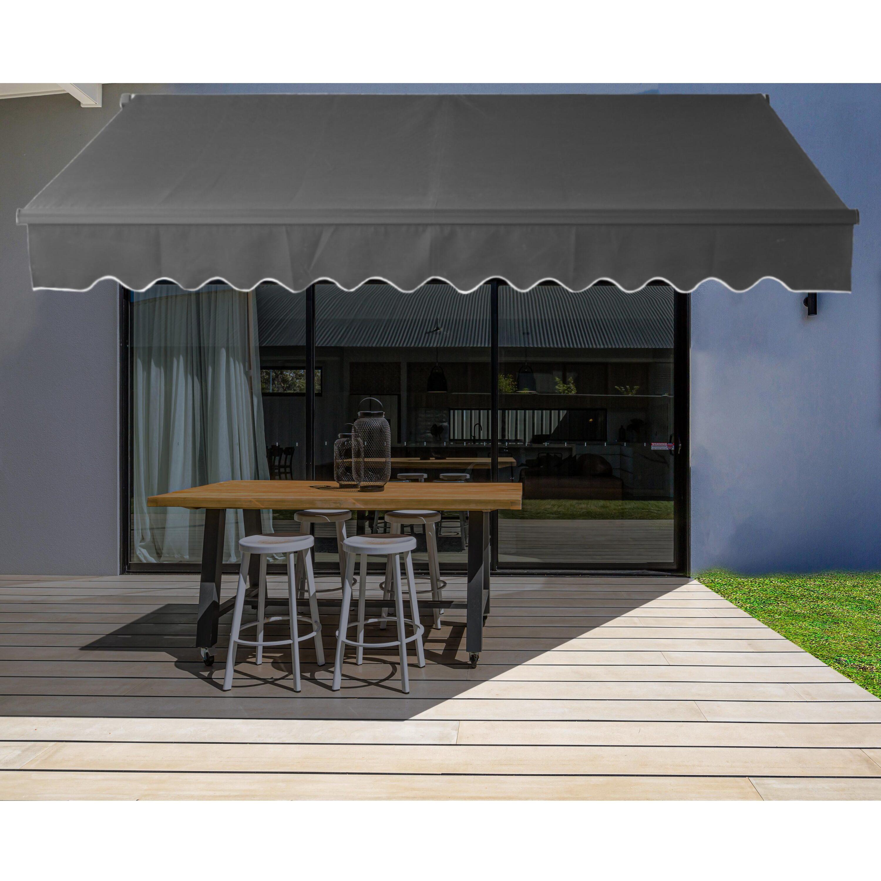 Motorized Retractable Patio Awning- Black Frame