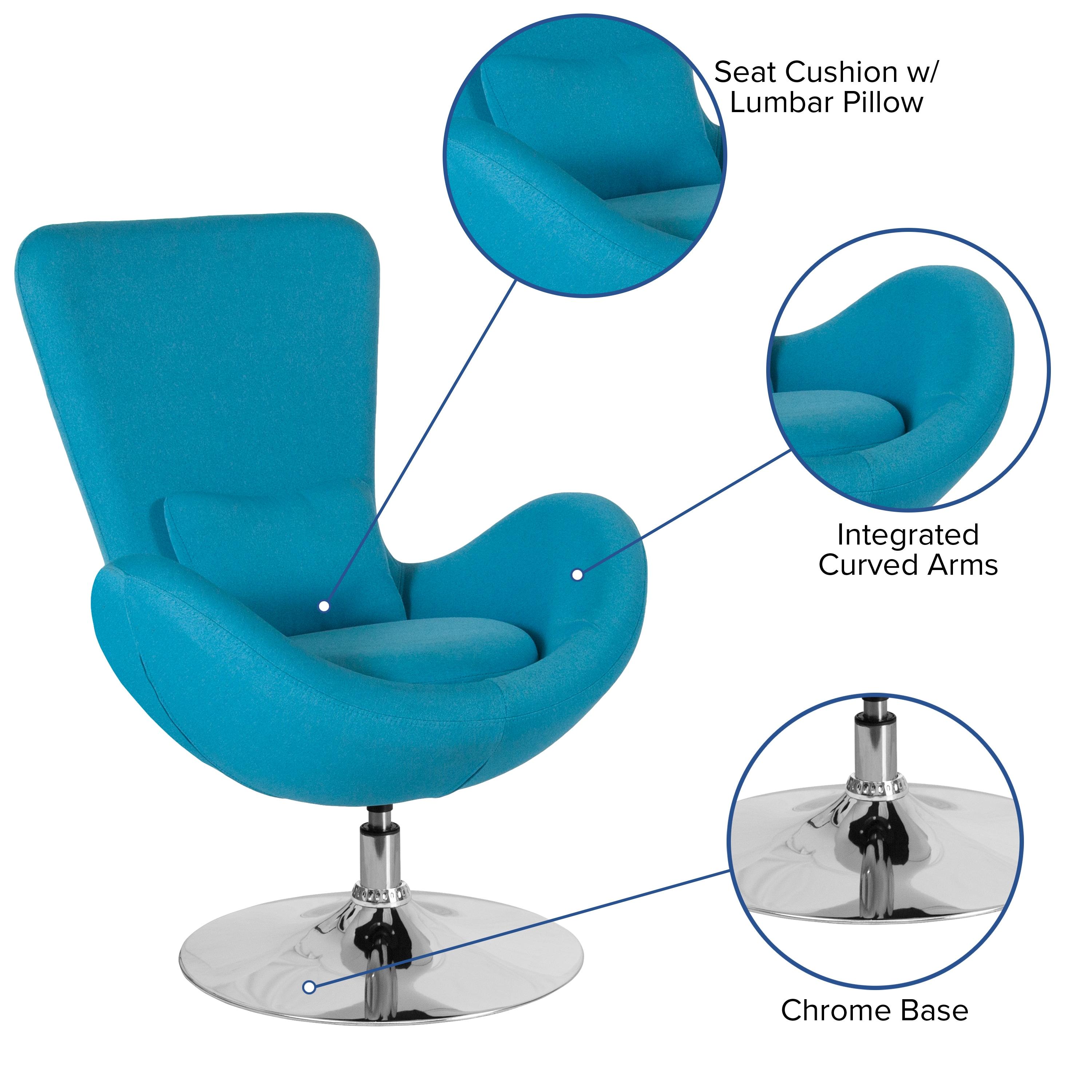 Flash Furniture Egg Series Aqua Fabric Side Reception Chair