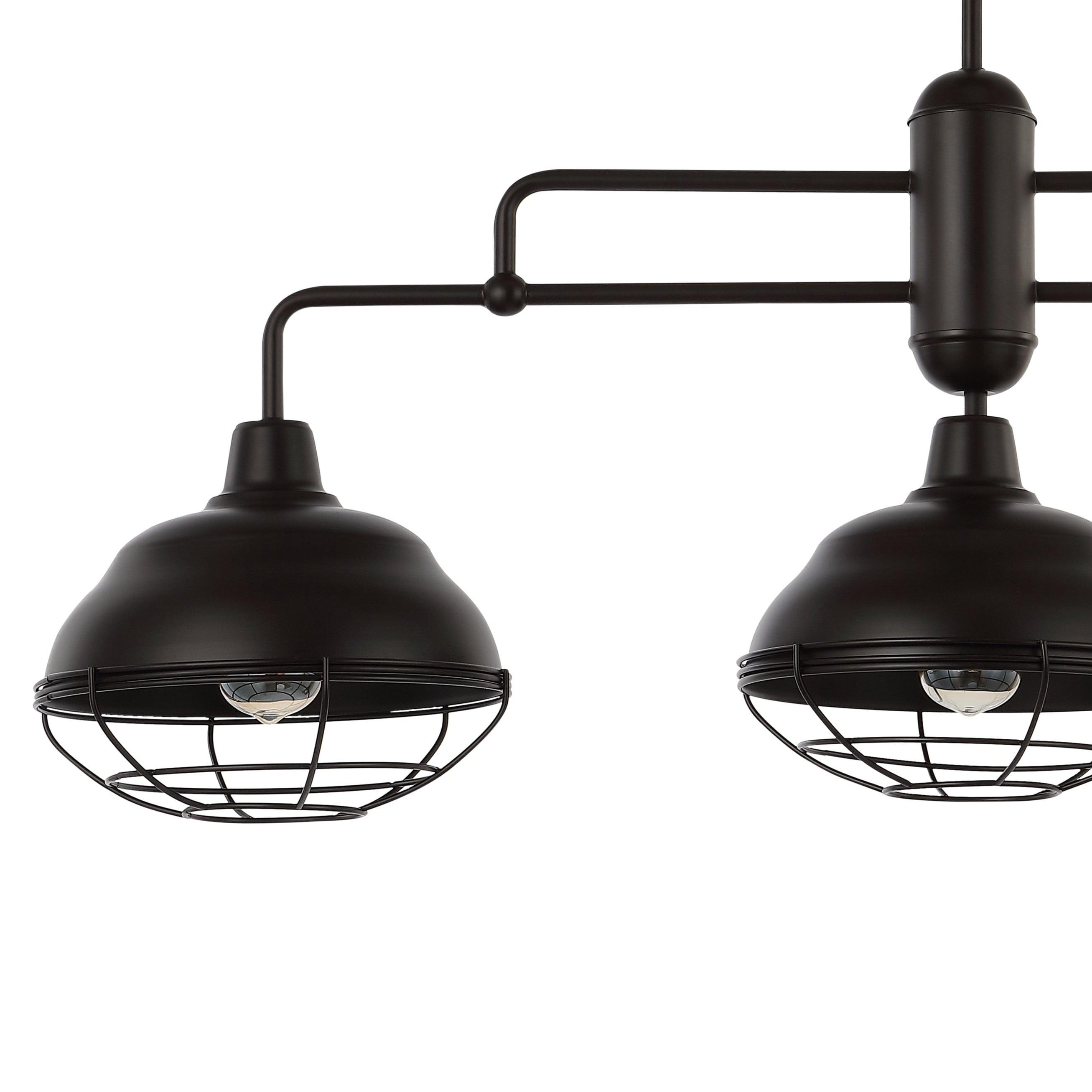 Levi 40.5" 3-Light Industrial Farmhouse Iron Linear LED Pendant, Oil Rubbed Bronze