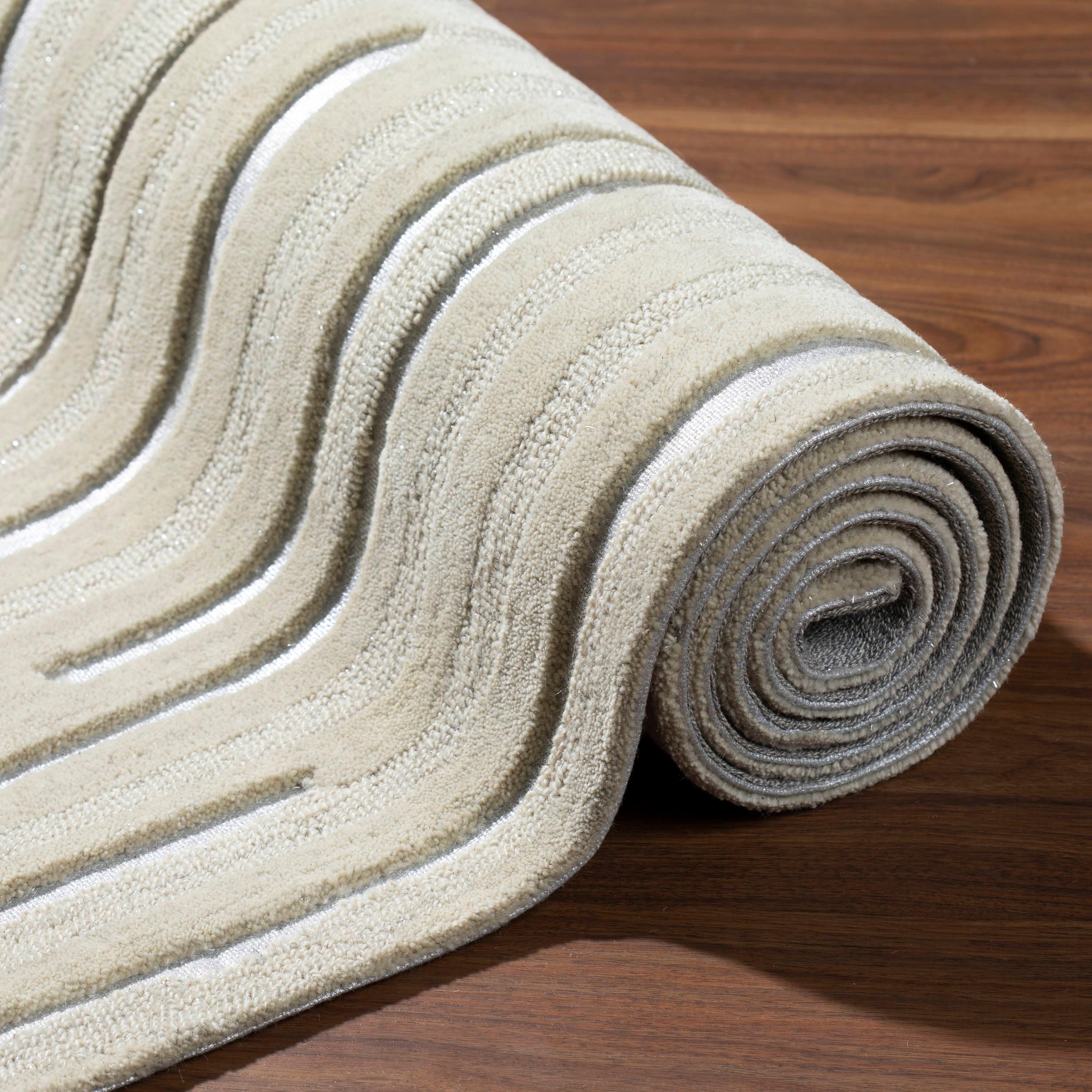 Addison Rugs Addison Dazzle Modern Hand Spun Wool and Metallic Area Rug Champagne 2' x 3' 2' x 3'