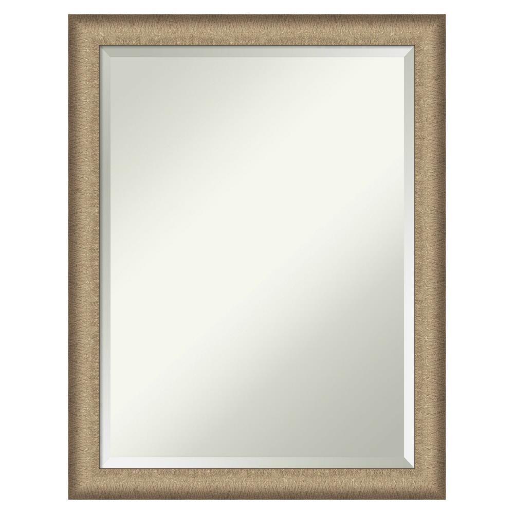 21" x 27" Elegant Brushed Framed Bathroom Vanity Wall Mirror Bronze - Amanti Art: Satin Finish, Polystyrene Frame, Wall Mounted