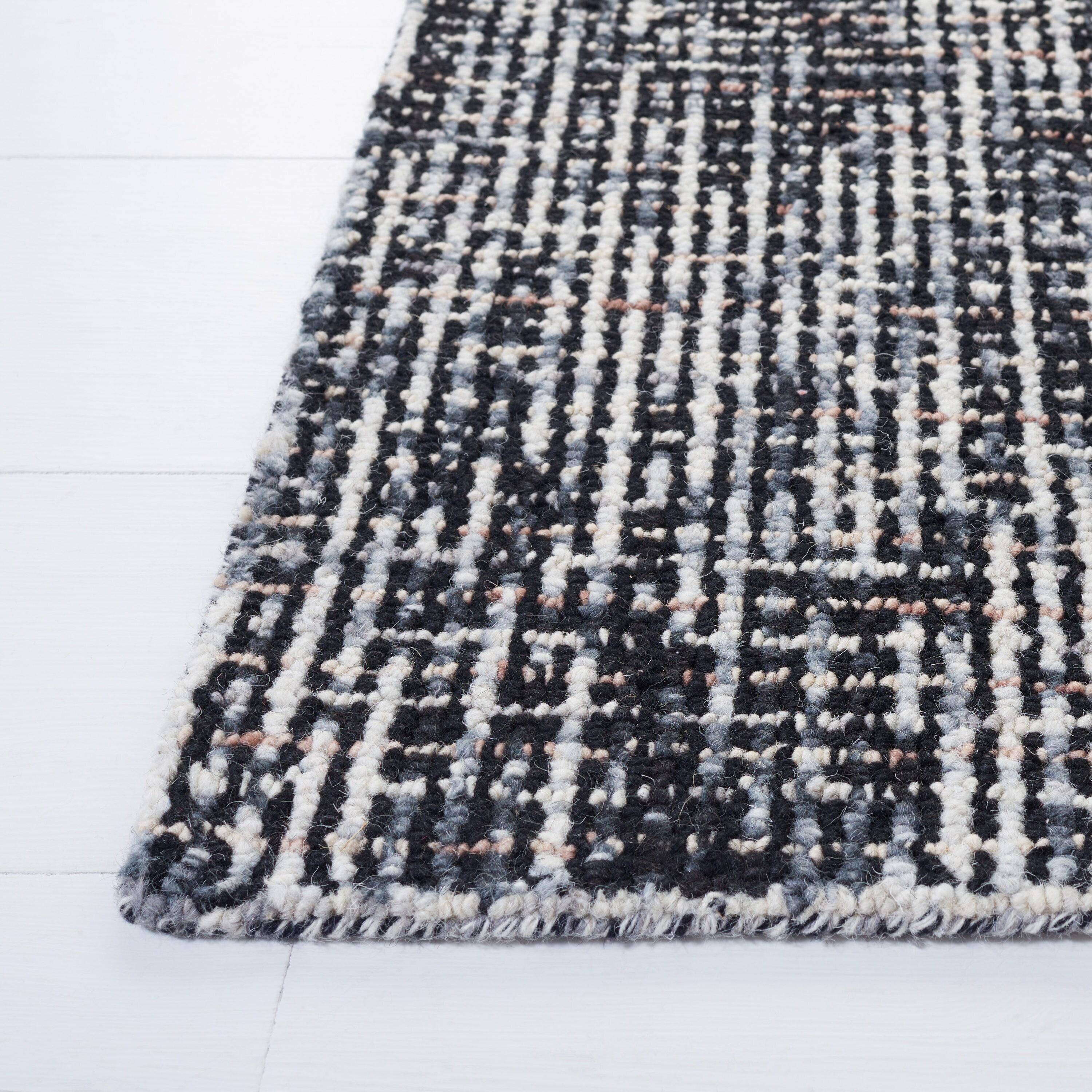 Abstract ABT468 Handmade Indoor Area Rug - Black/Grey - 4'x6' - Safavieh