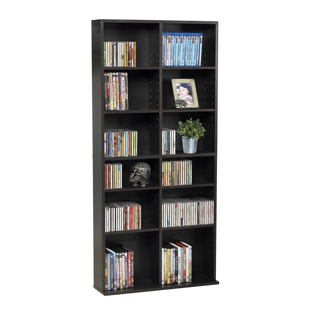 Oskar Adjustable Media Rack Espresso - Atlantic: High Capacity, Laminated, Wood Composite