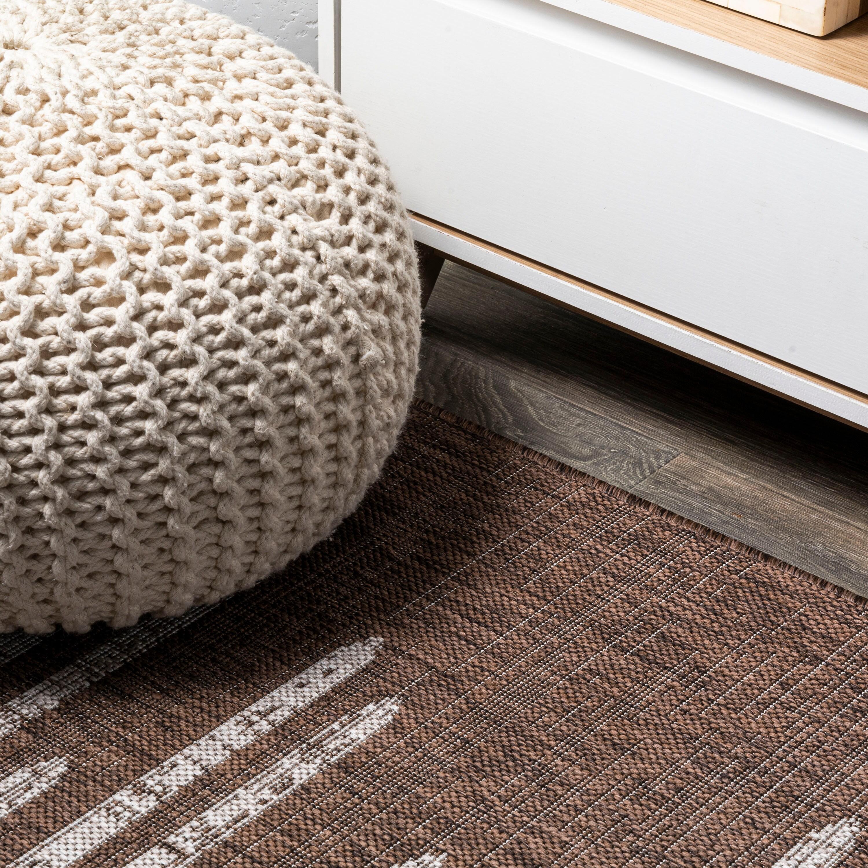 8'x10' Zolak Berber Stripe Geometric Indoor/Outdoor Area Rug, Brown/Beige - JONATHAN Y