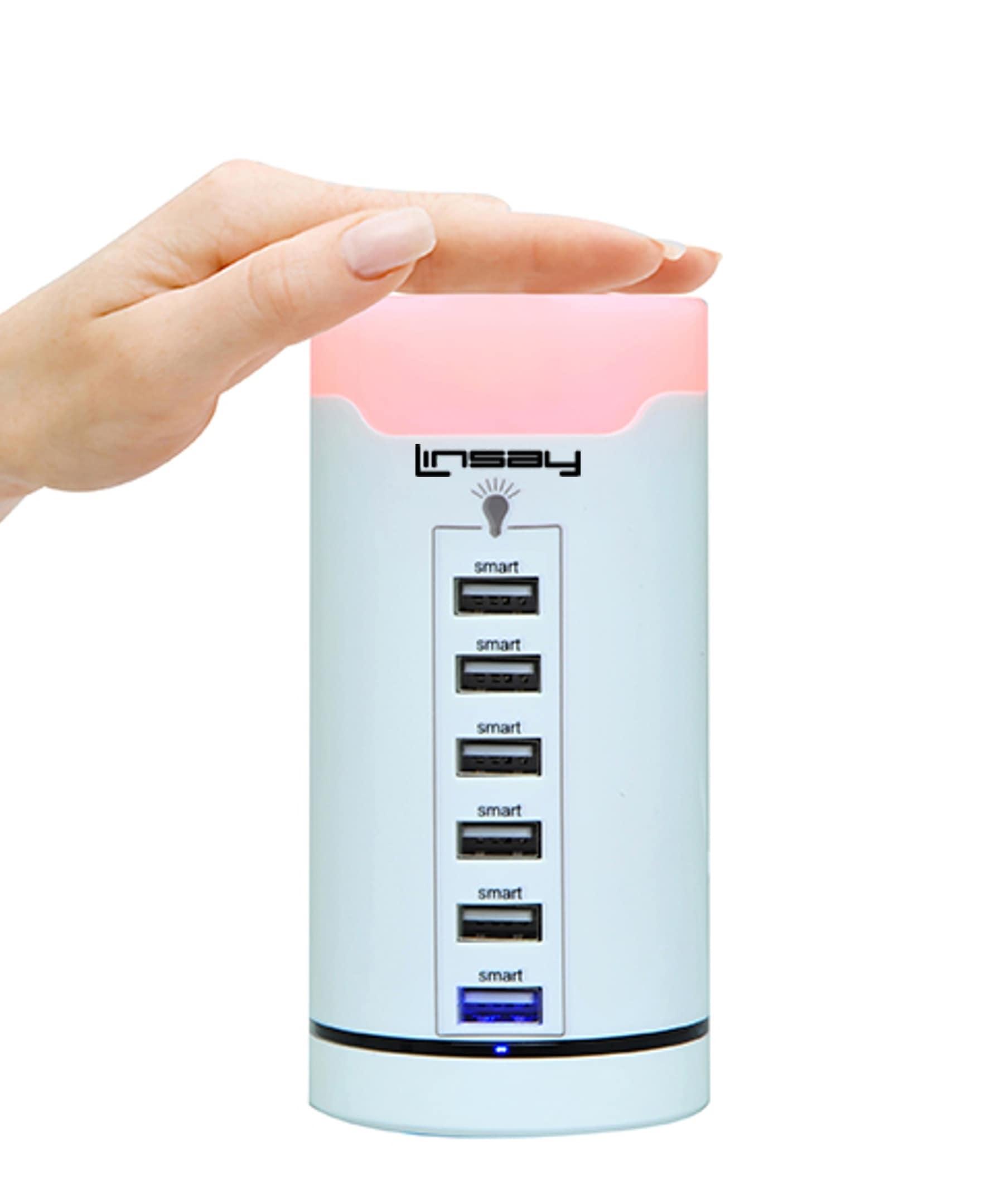 LINSAY SMART LED LAMP TOUCH with 6 USB Charging Station Multi color LED dimmeable