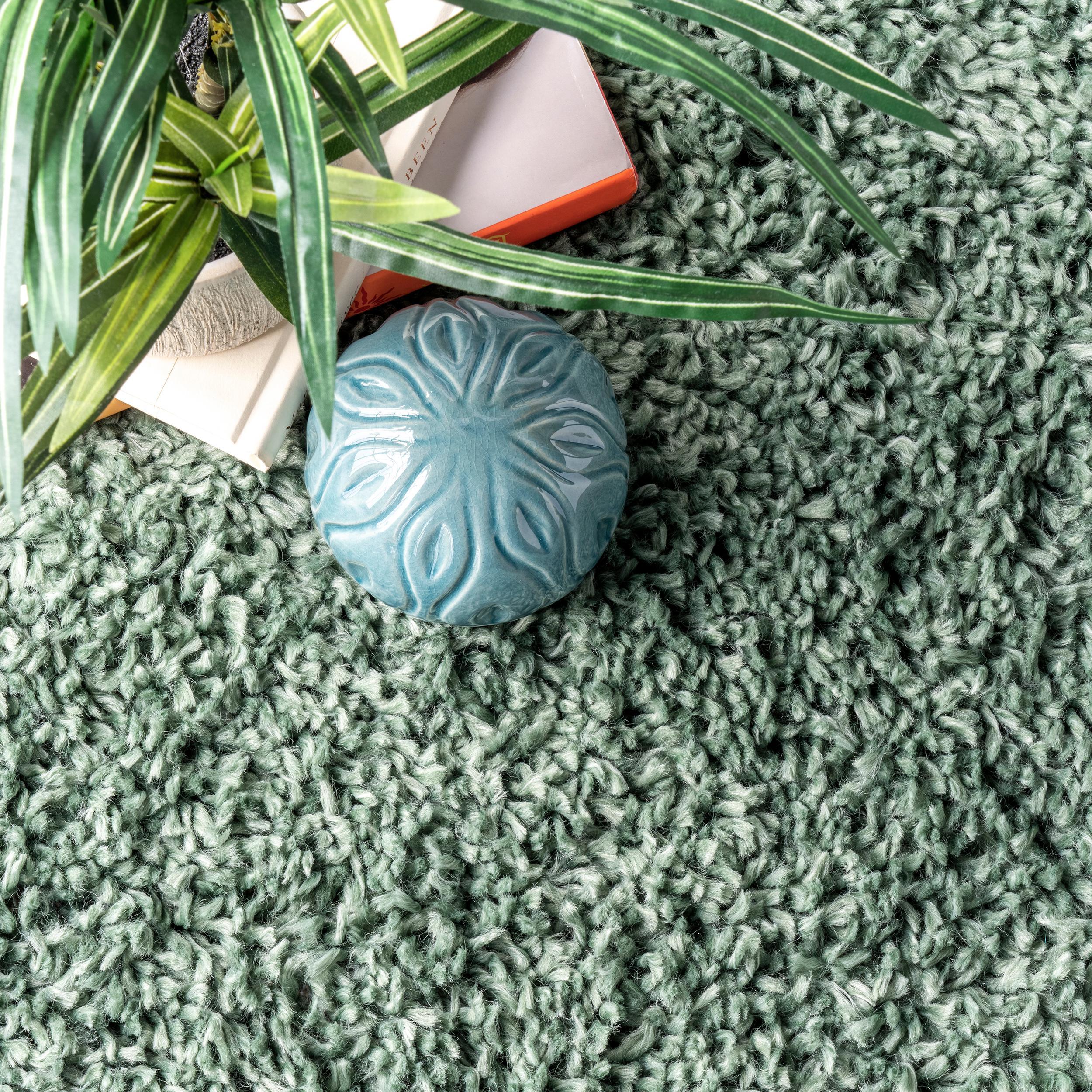 Nuloom Kara Solid 6 Round Shag Indoor Area Rug for Living Room Bedroom Dining Room Nursery, Green