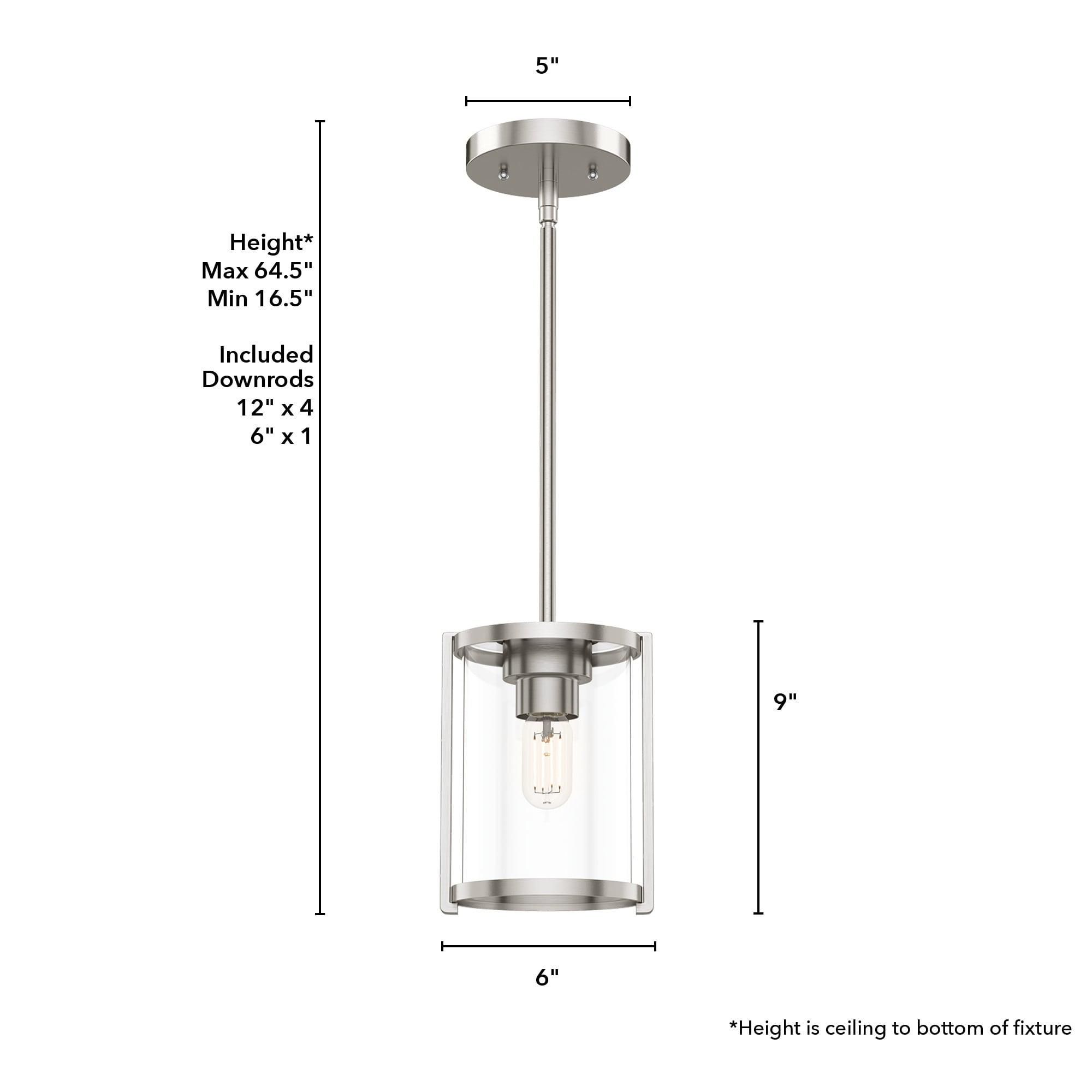 Astwood Clear Glass Mini Pendant Ceiling Light Fixture Silver - Hunter Fan: UL Listed, Adjustable Height