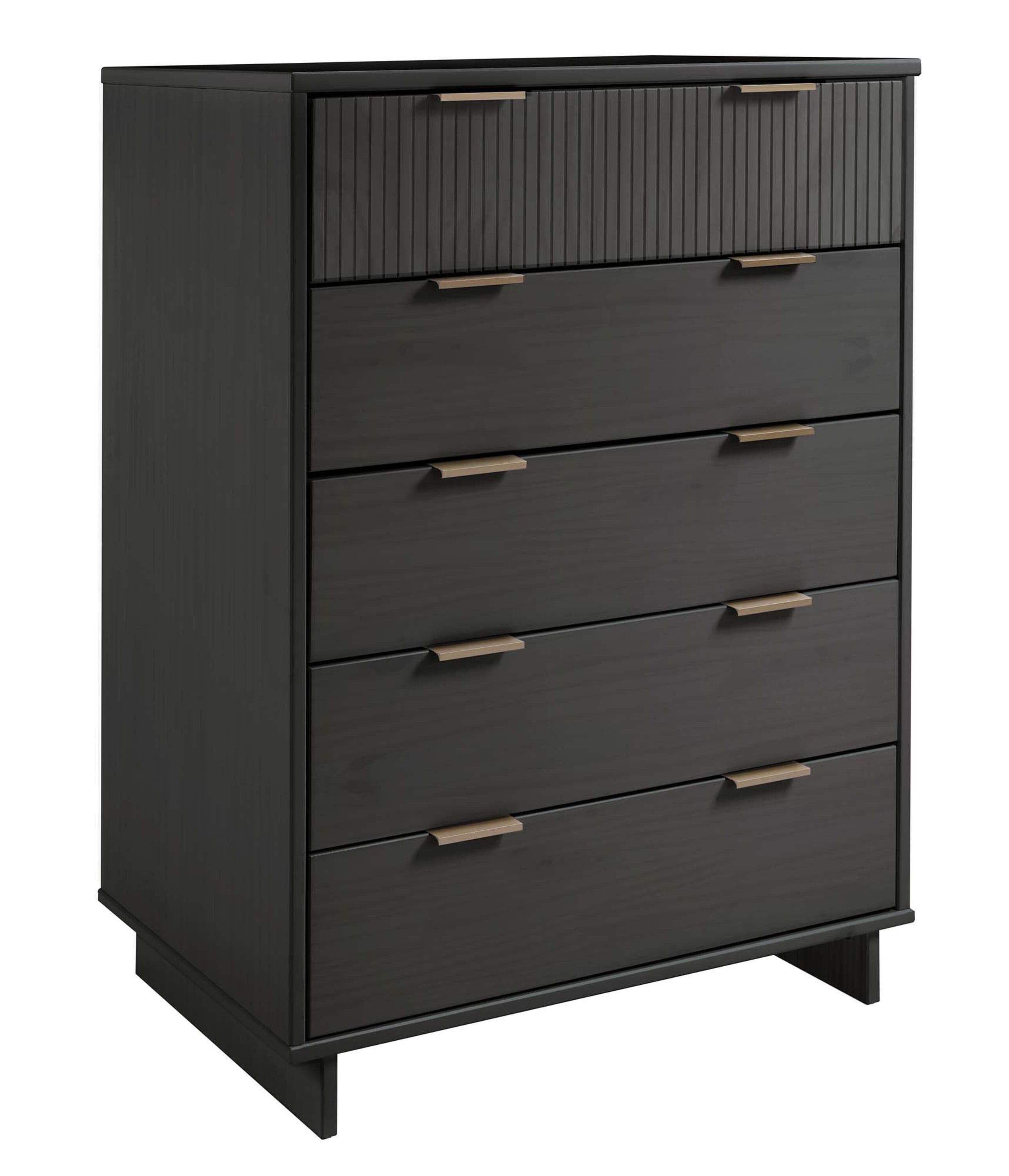 Manhattan Comfort 2pc Granville Chest and Dresser Bedroom Set Dark Gray: Modern Style, Soft Close, UV Finish