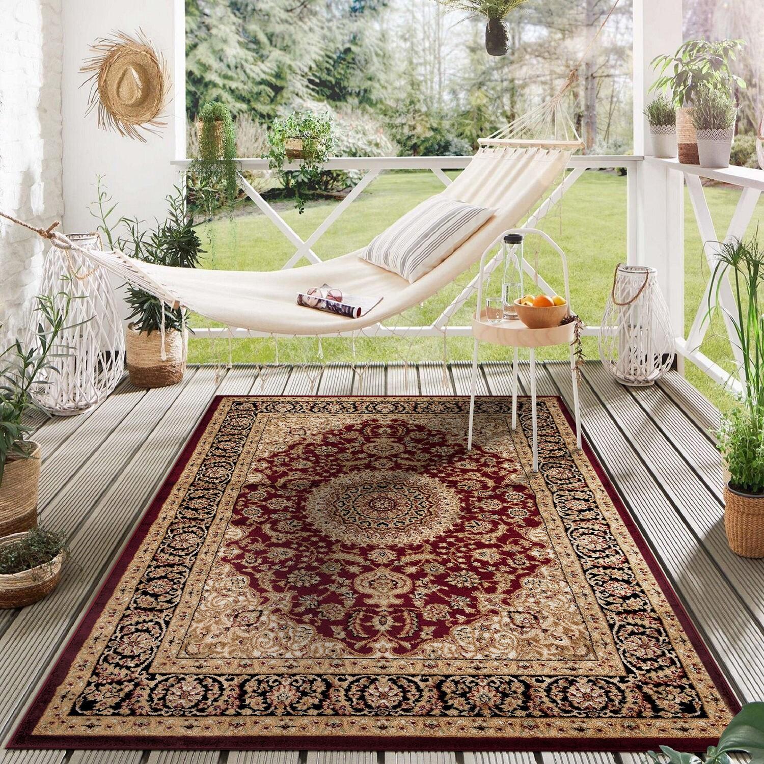 World Rug Gallery Traditional Oriental Medallion Area Rug - Burgundy 7'10" x 10'2"